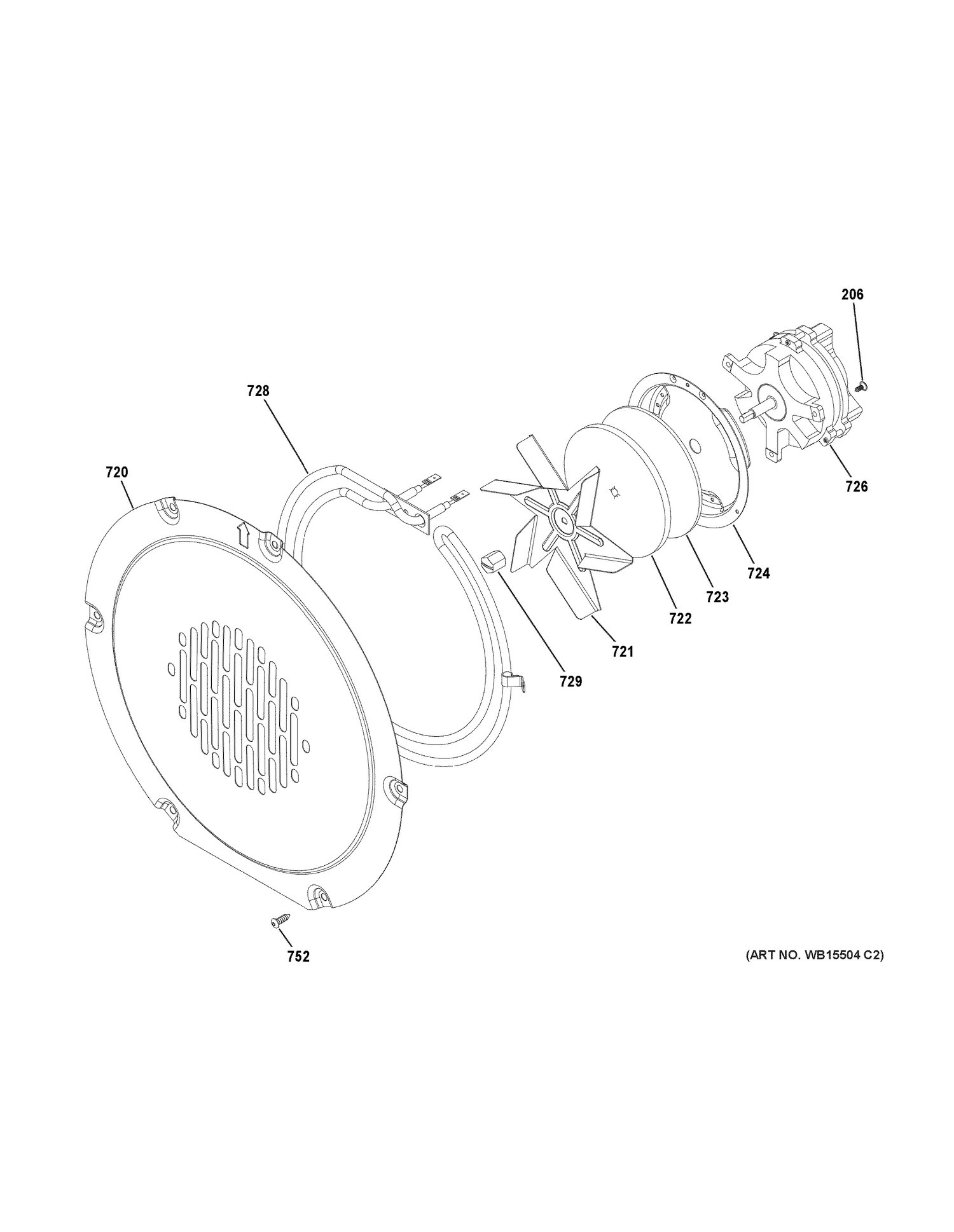 CONVECTION FAN Diagram and Parts List for CHS985SEL1SS  General Electric Range