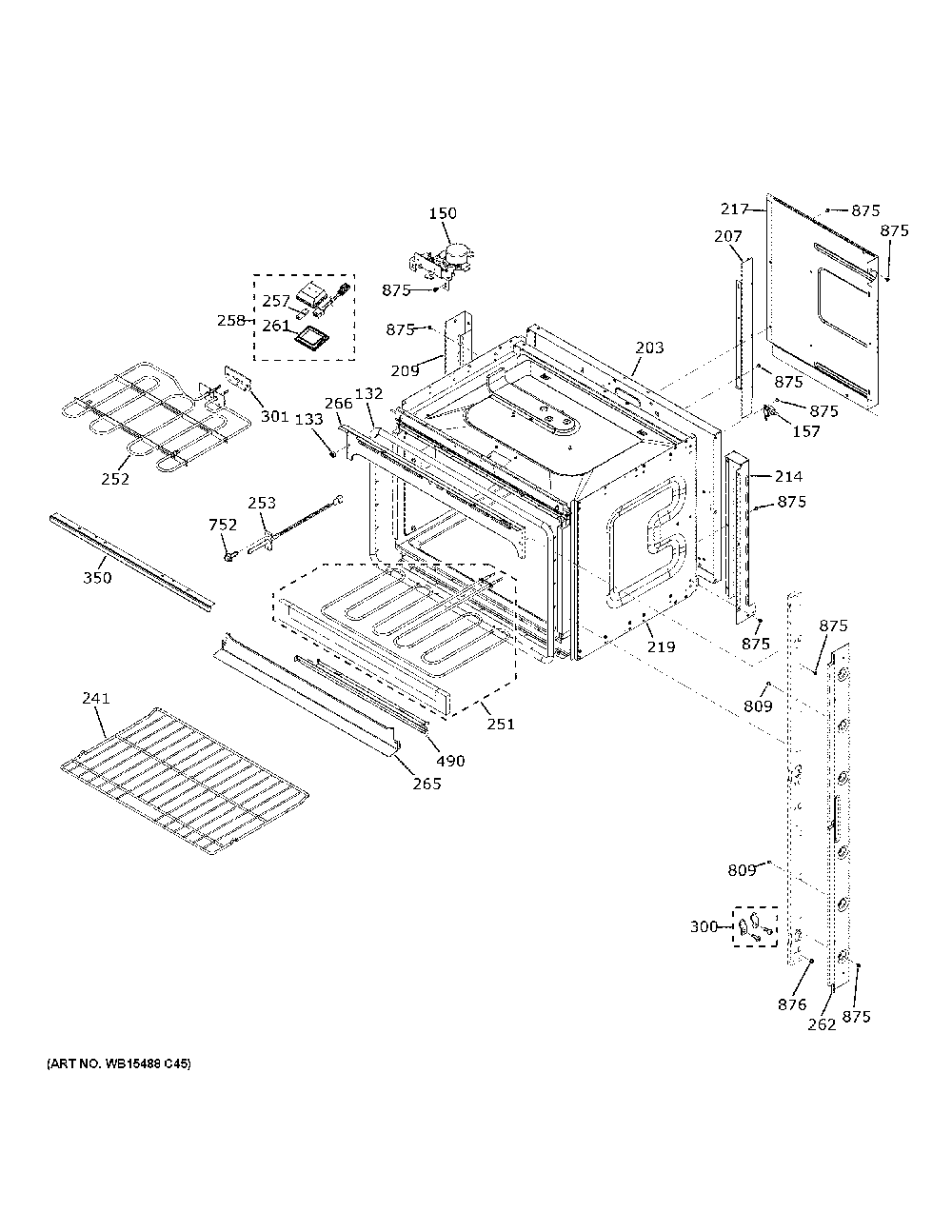 Upper Oven Diagram and Parts List for JTD3000DN3WW  General Electric Wall Oven