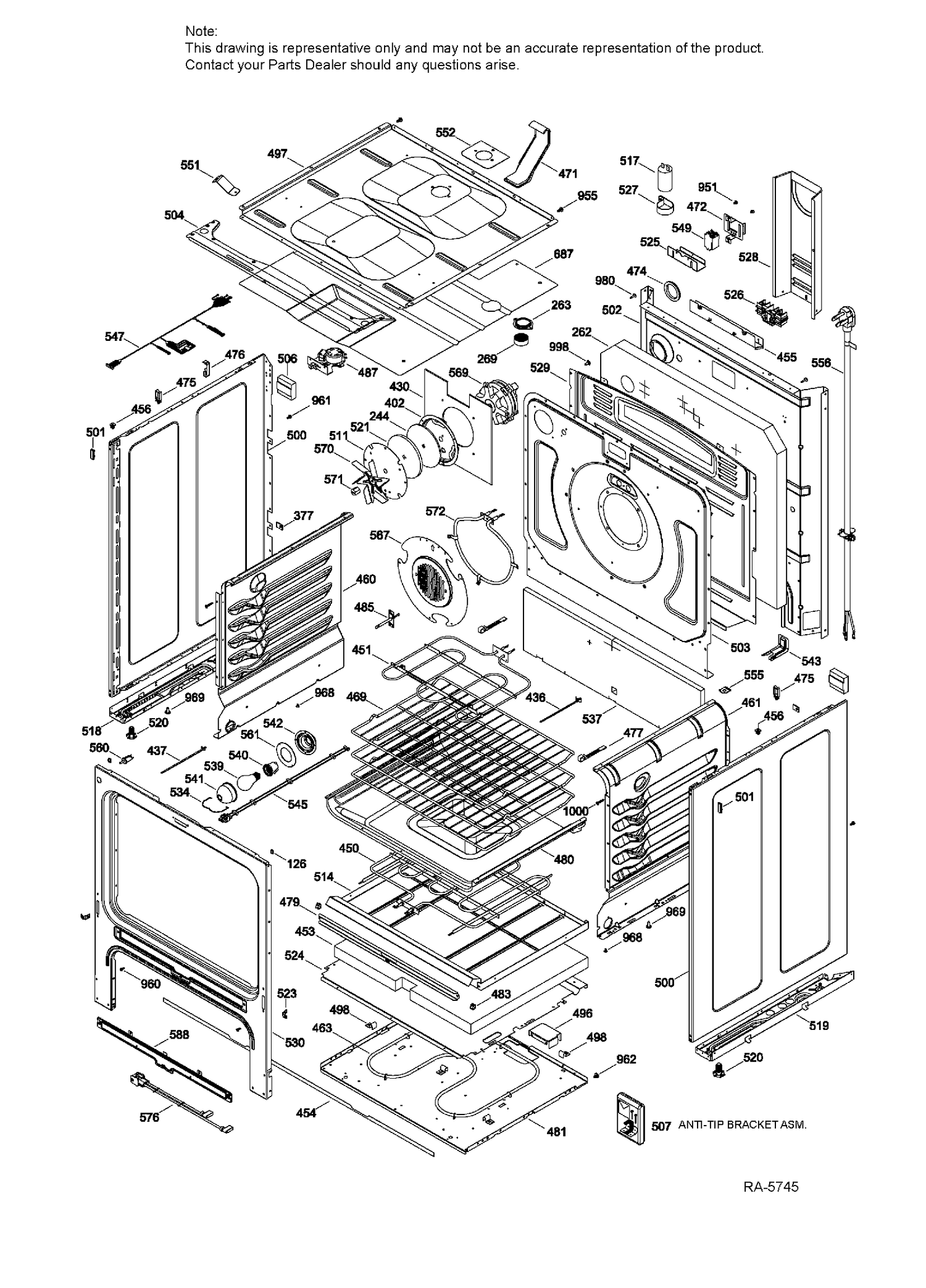 BODY PARTS Diagram and Parts List for JCB860SJ1SS  General Electric Range