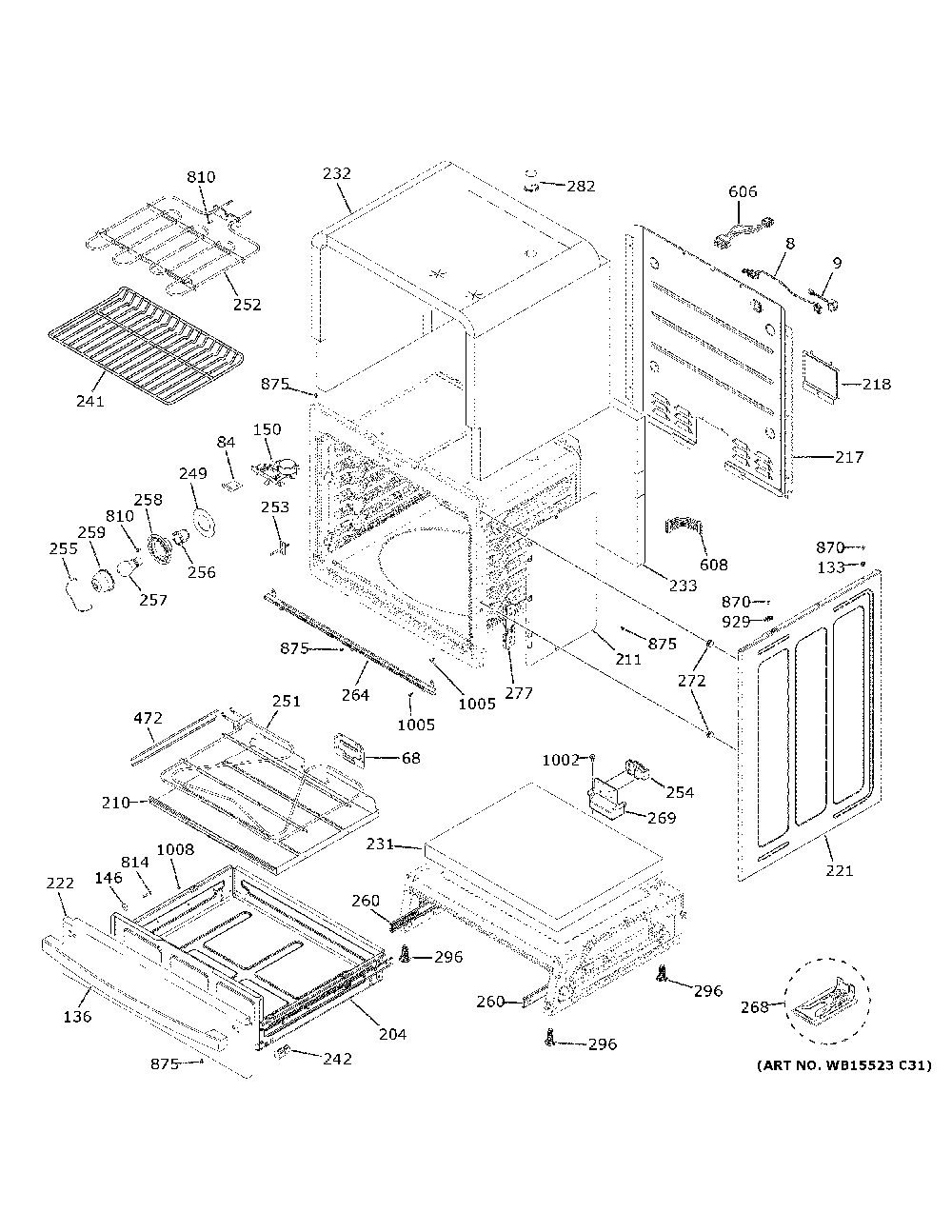 Body parts Diagram and Parts List for JS760FP1DS  General Electric Range