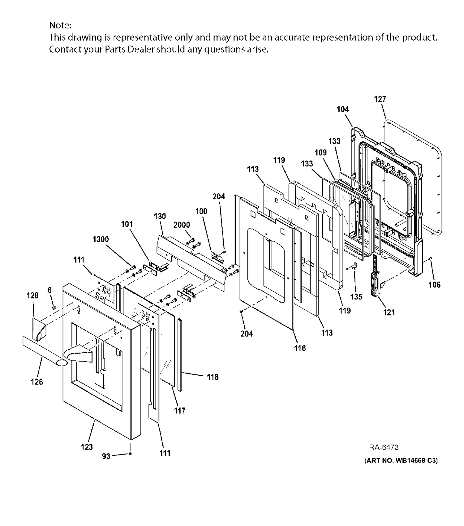 SMALL DOOR ASSEMBLY Diagram and Parts List for ZGP486NDR4SS  General Electric Range
