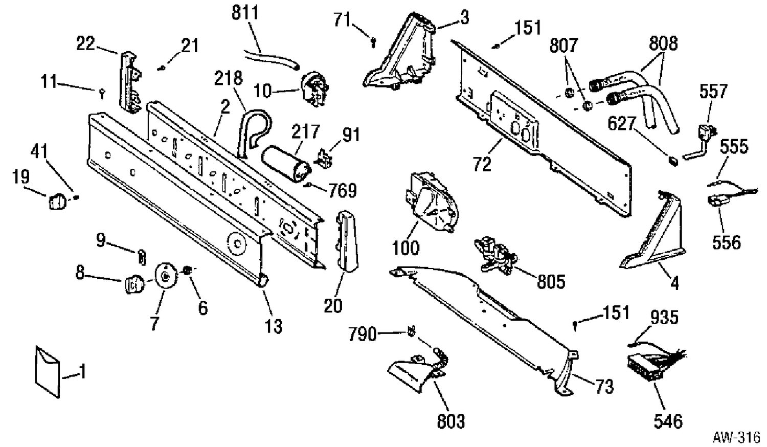 CONTROL GROUP Diagram and Parts List for HNXR1080A2WW  General Electric Washer
