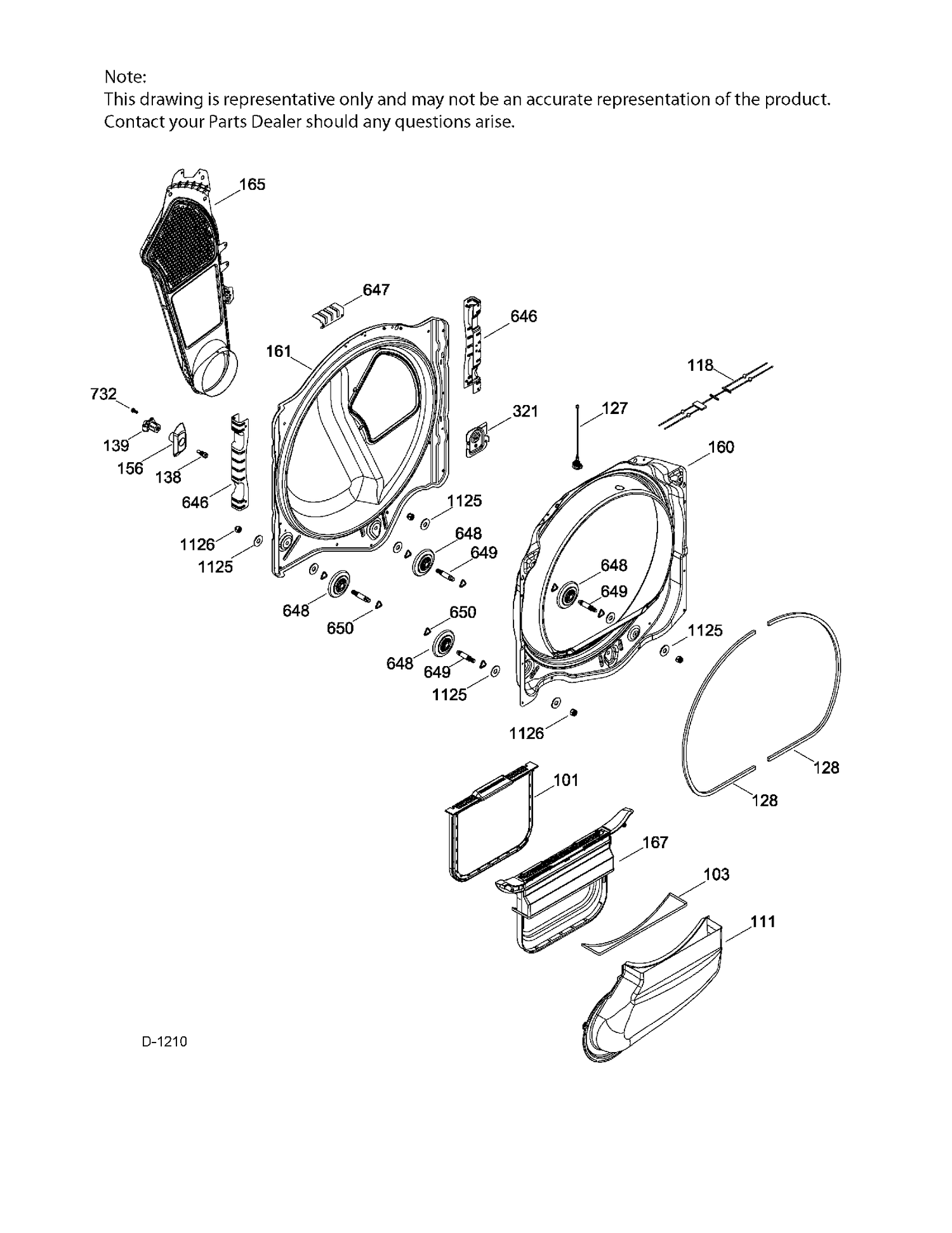 REAR AND FRONT ROLLER SUPPORT Diagram and Parts List for GTMS855ED1MC  General Electric Dryer