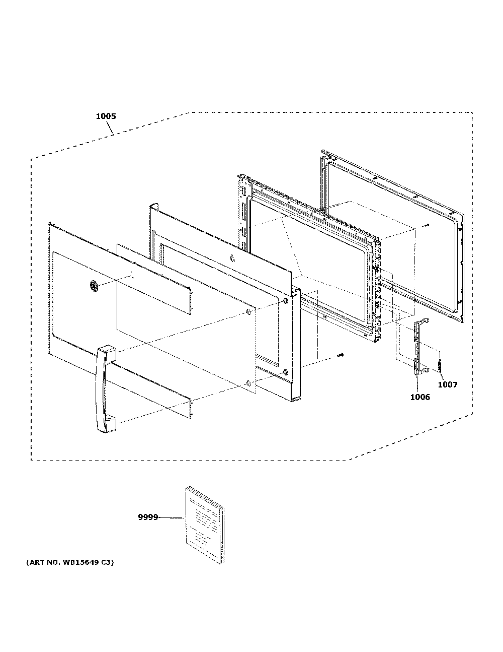 Door parts Diagram and Parts List for PVM9179BL5TS  General Electric Microwave