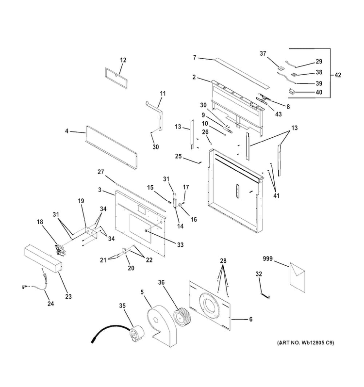 Range Hood Diagram and Parts List for JVB98SH1SS  General Electric Range Hood