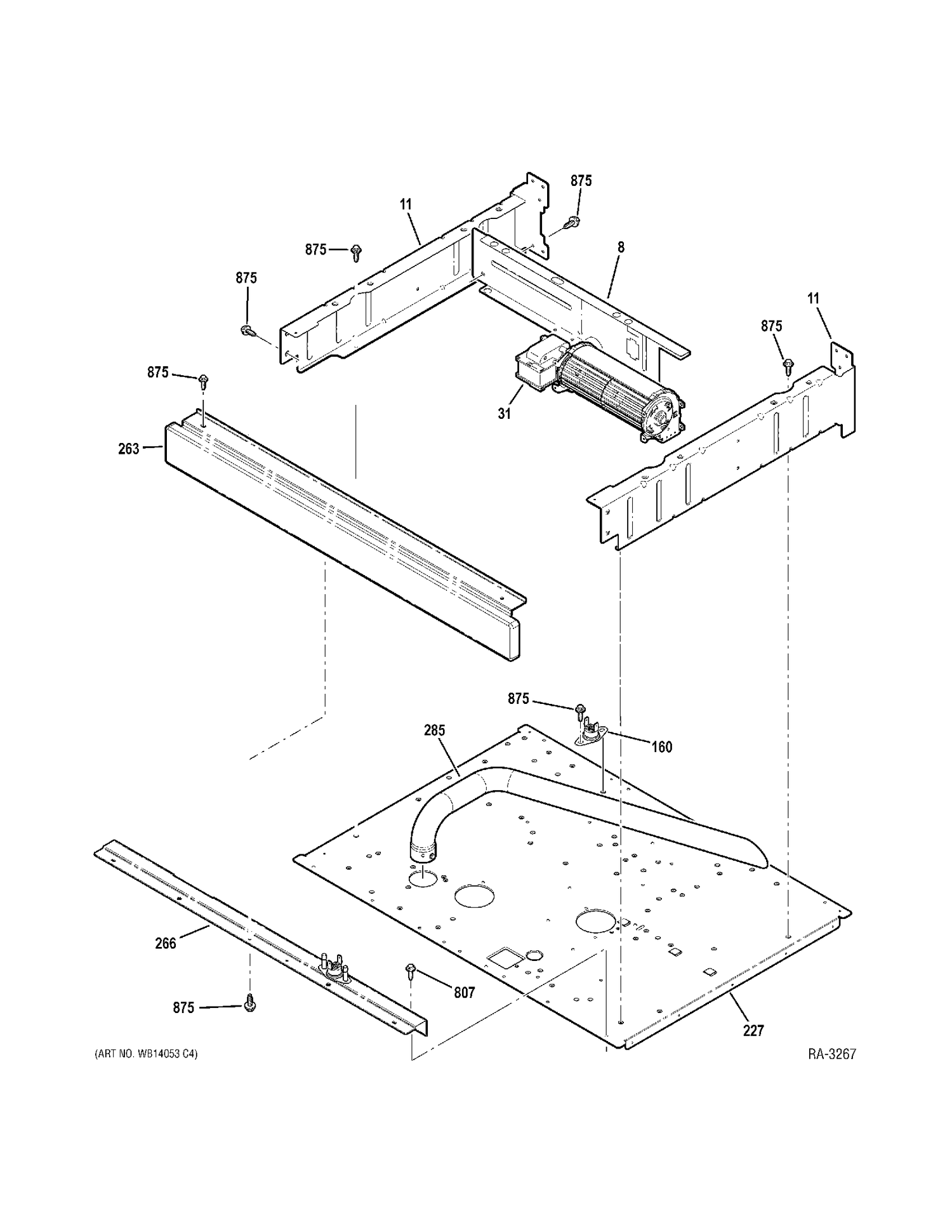 SPACER Diagram and Parts List for PT960BM3BB  General Electric Range