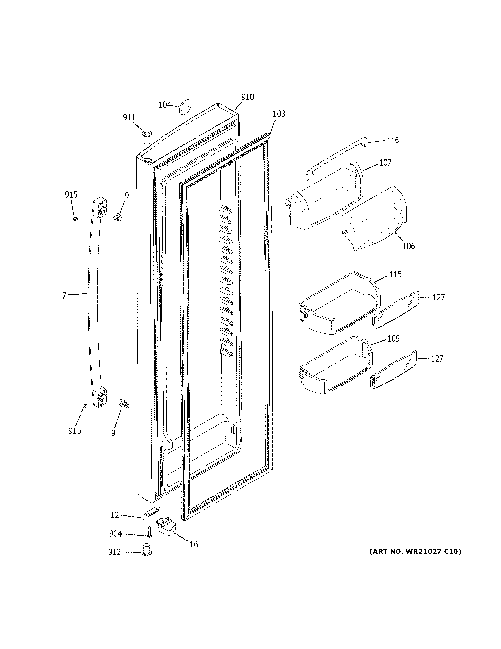 Fresh food door Diagram and Parts List for GSS23HSHRCSS  General Electric Refrigerator