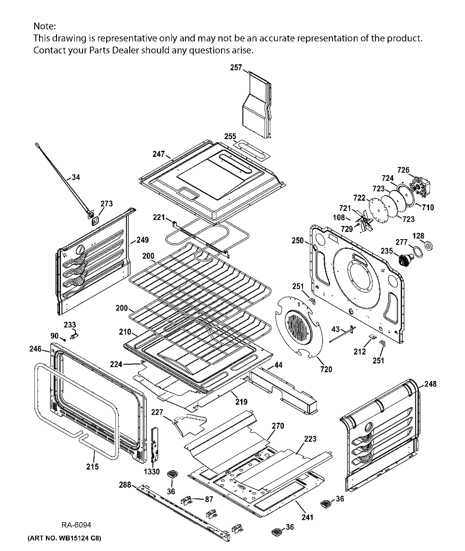 LOWER OVEN Diagram and Parts List for CCGS990SET5SS  General Electric Range