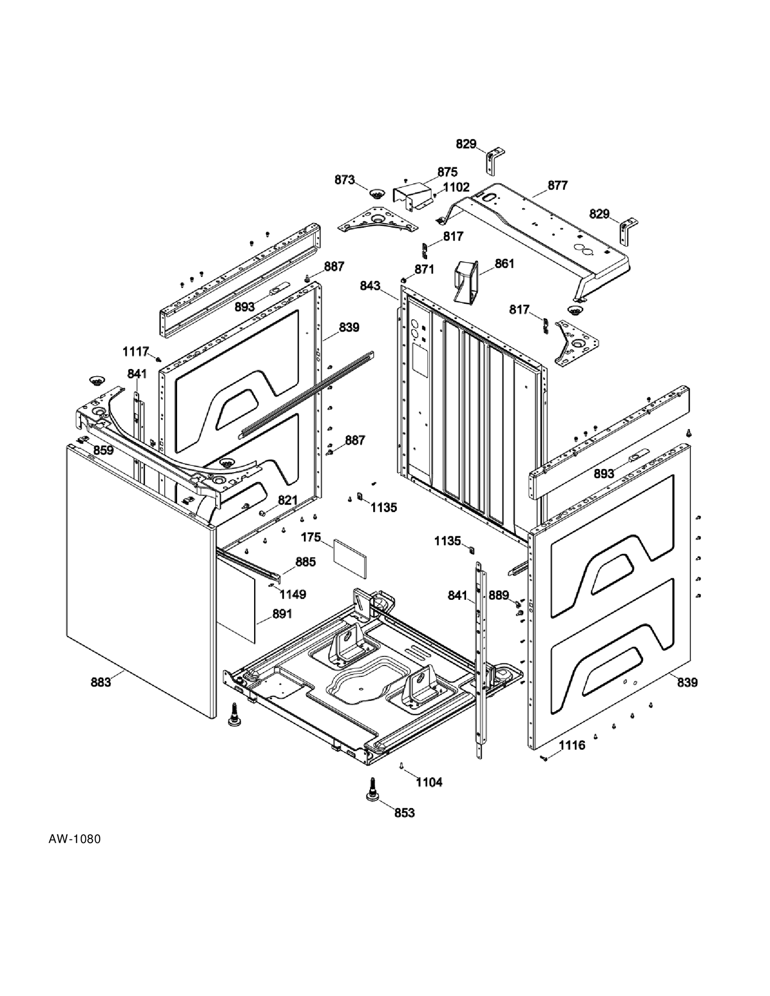 WASHER CABINET Diagram and Parts List for C978-97322310  General Electric Washer