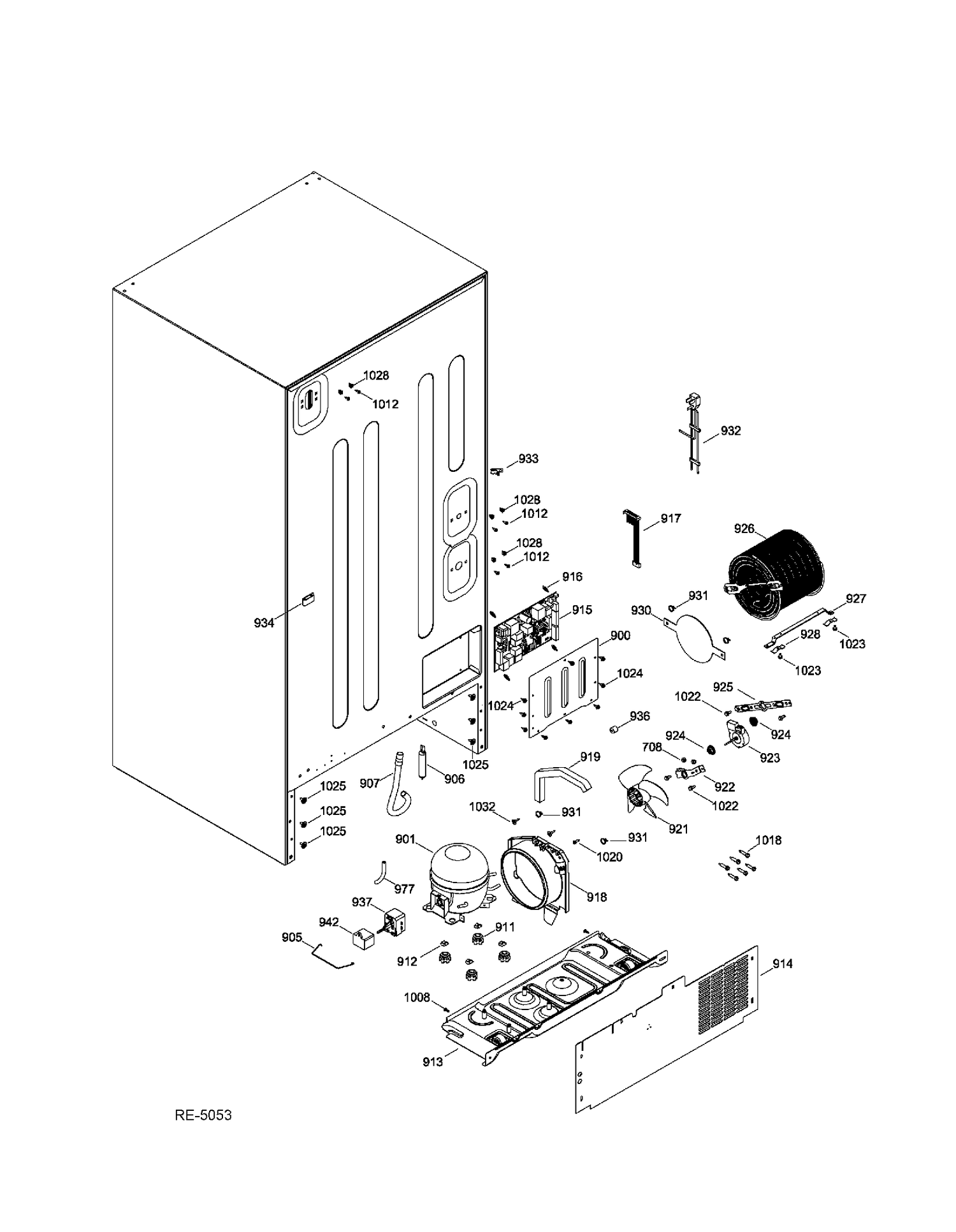 SEALED SYSTEM & MOTHERBOARD Diagram and Parts List for PDRF0MBYGRWW  General Electric Refrigerator