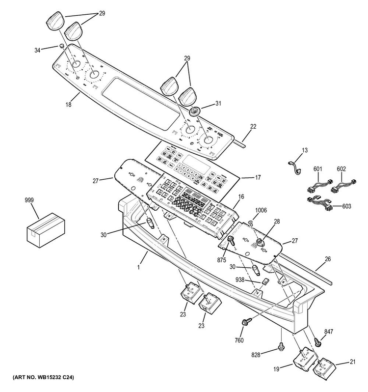Control Panel Diagram and Parts List for JS750EF2ES  General Electric Range