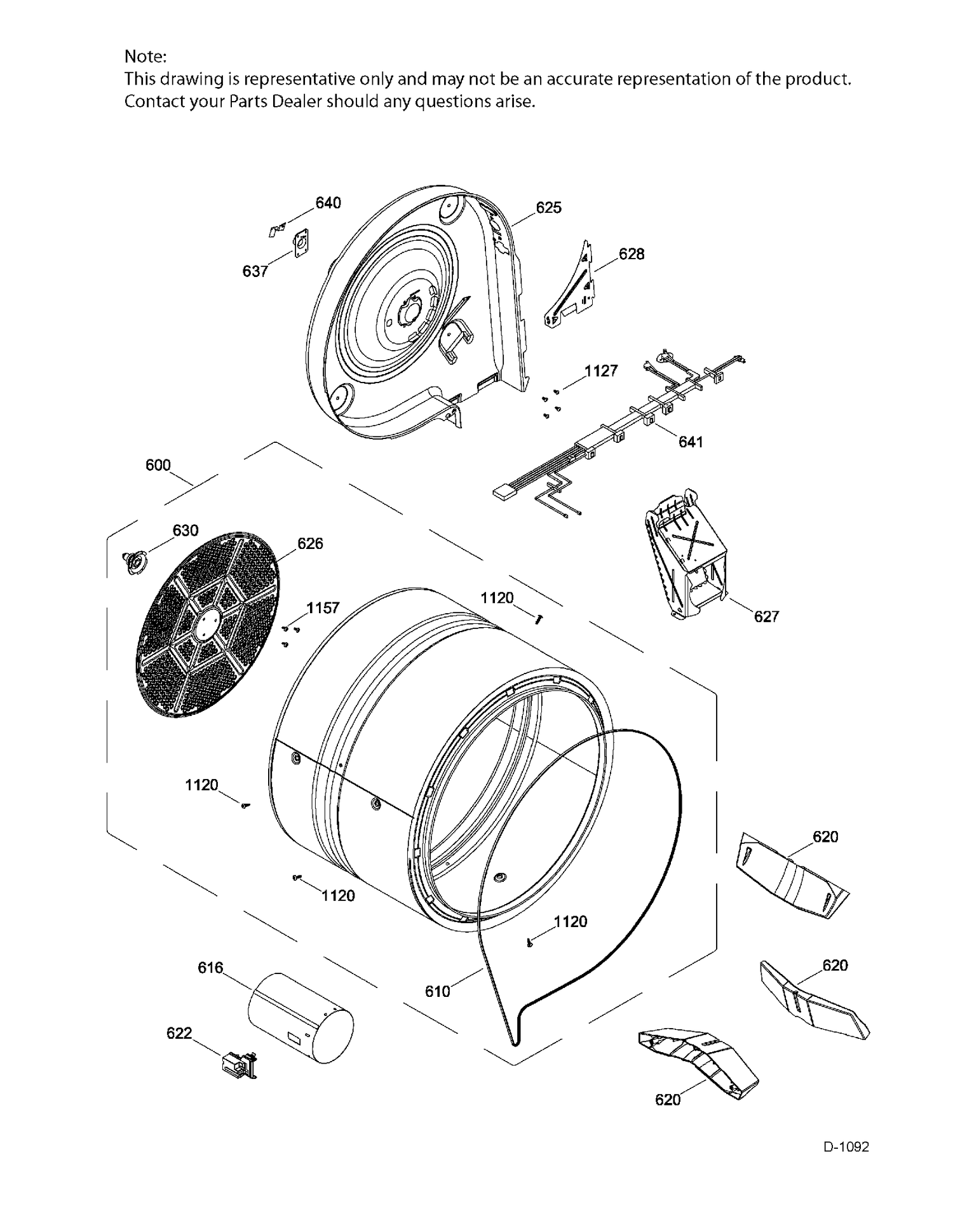 DRUM ASM Diagram and Parts List for GFMN110GD1WW  General Electric Dryer