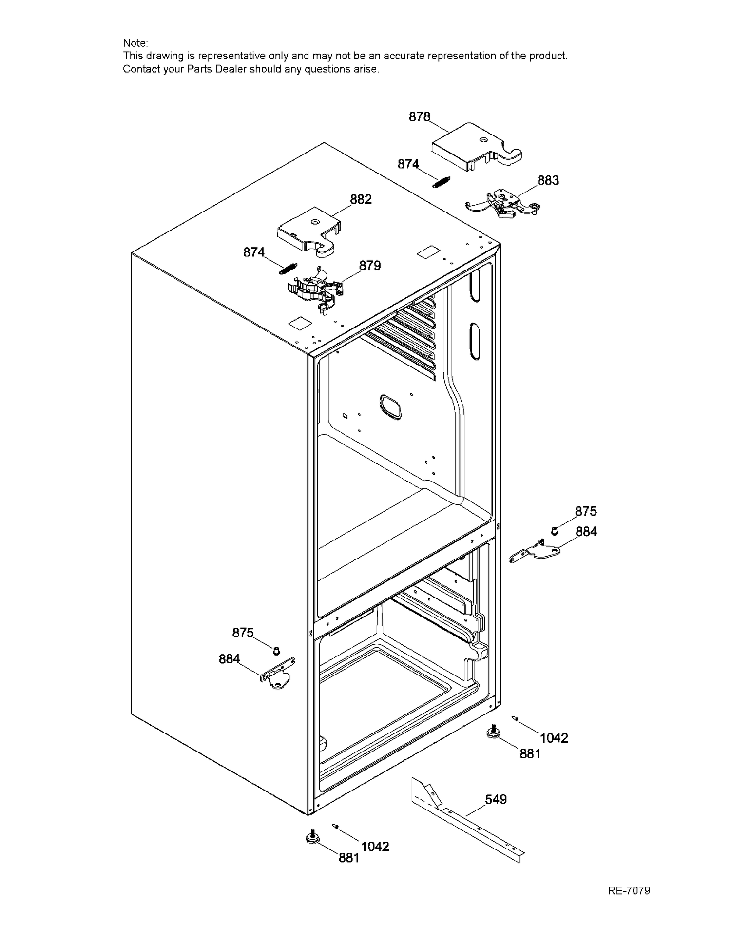 PARTS HINGE FRIDGE Diagram and Parts List for GNE25DSKBKSS  General Electric Refrigerator