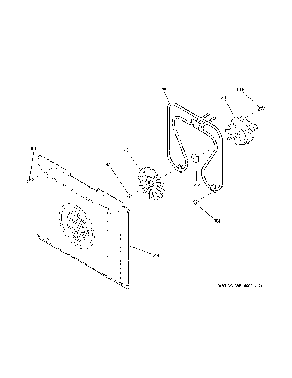 Convection fan Diagram and Parts List for PCB980SJ8SS  General Electric Range