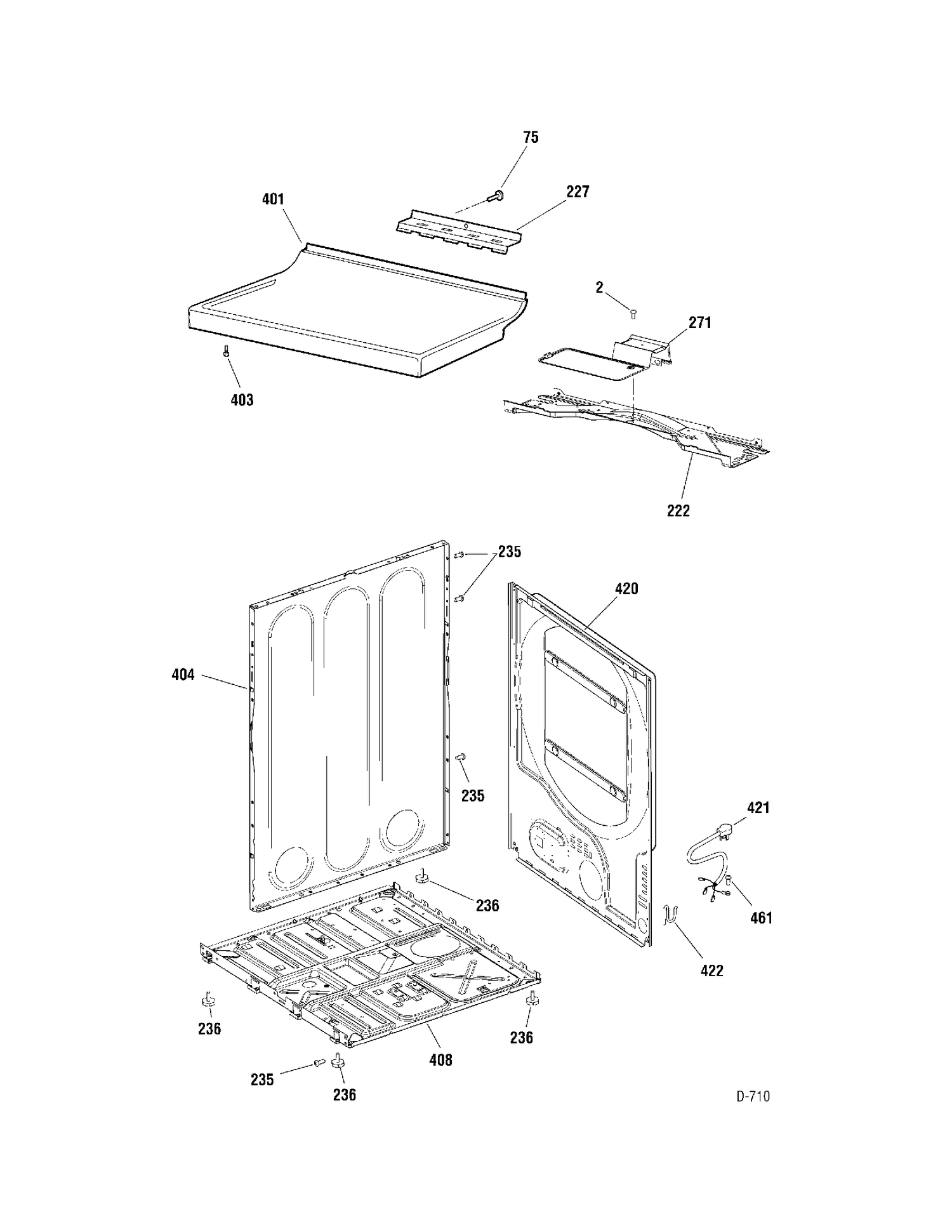 CABINET Diagram and Parts List for GUSR465EBCWW  General Electric Dryer