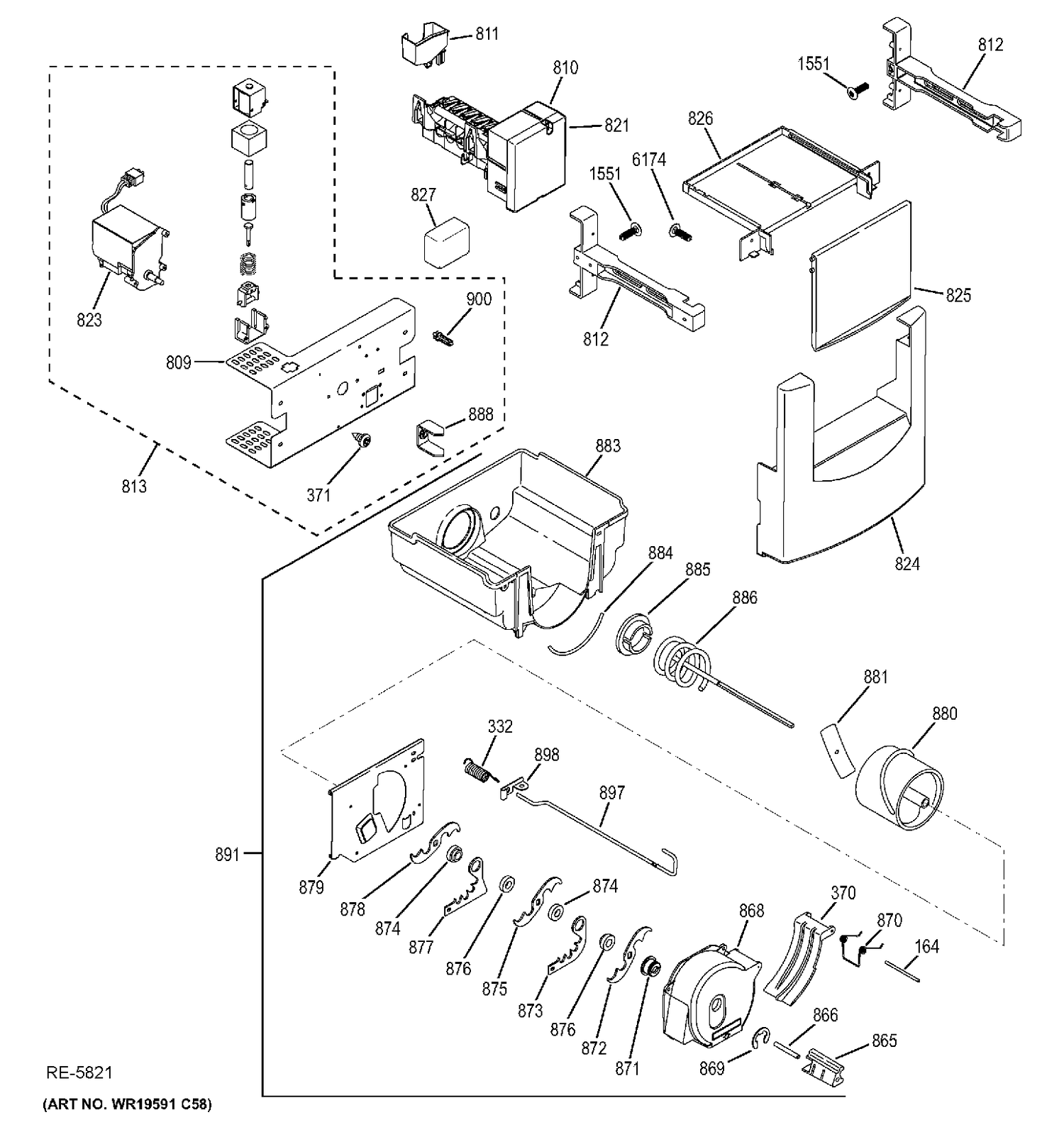 ICEMAKER & DISPENSER Diagram and Parts List for ZISB360DHA  General Electric Refrigerator