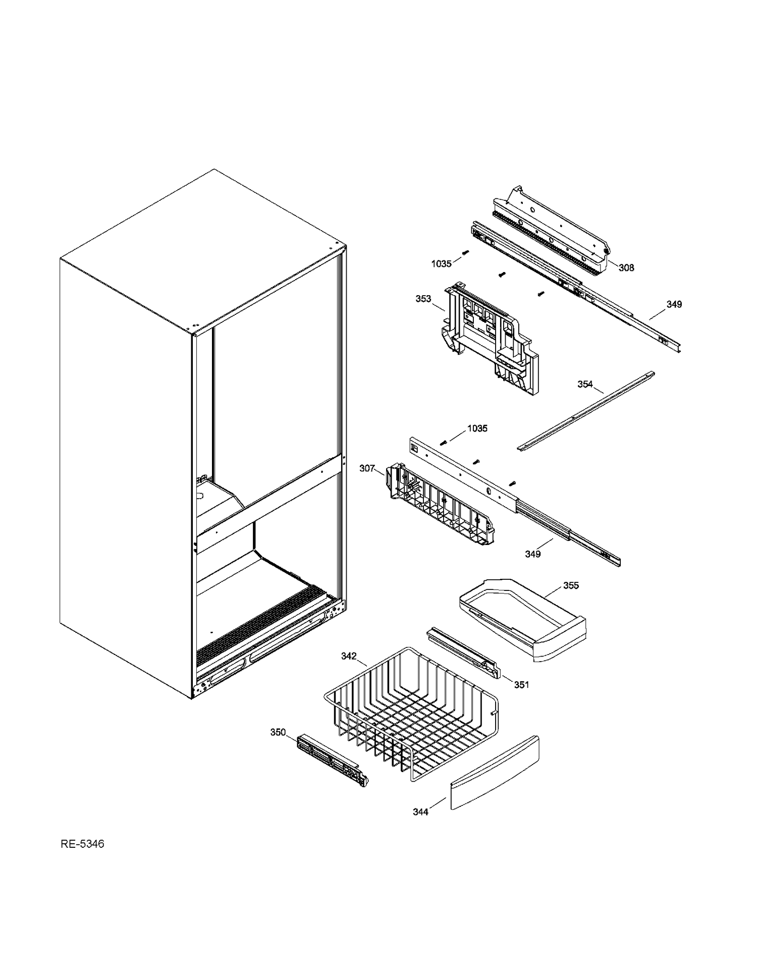 FZ SECTION BASKETS Diagram and Parts List for GDSC0KBXERBB  General Electric Refrigerator