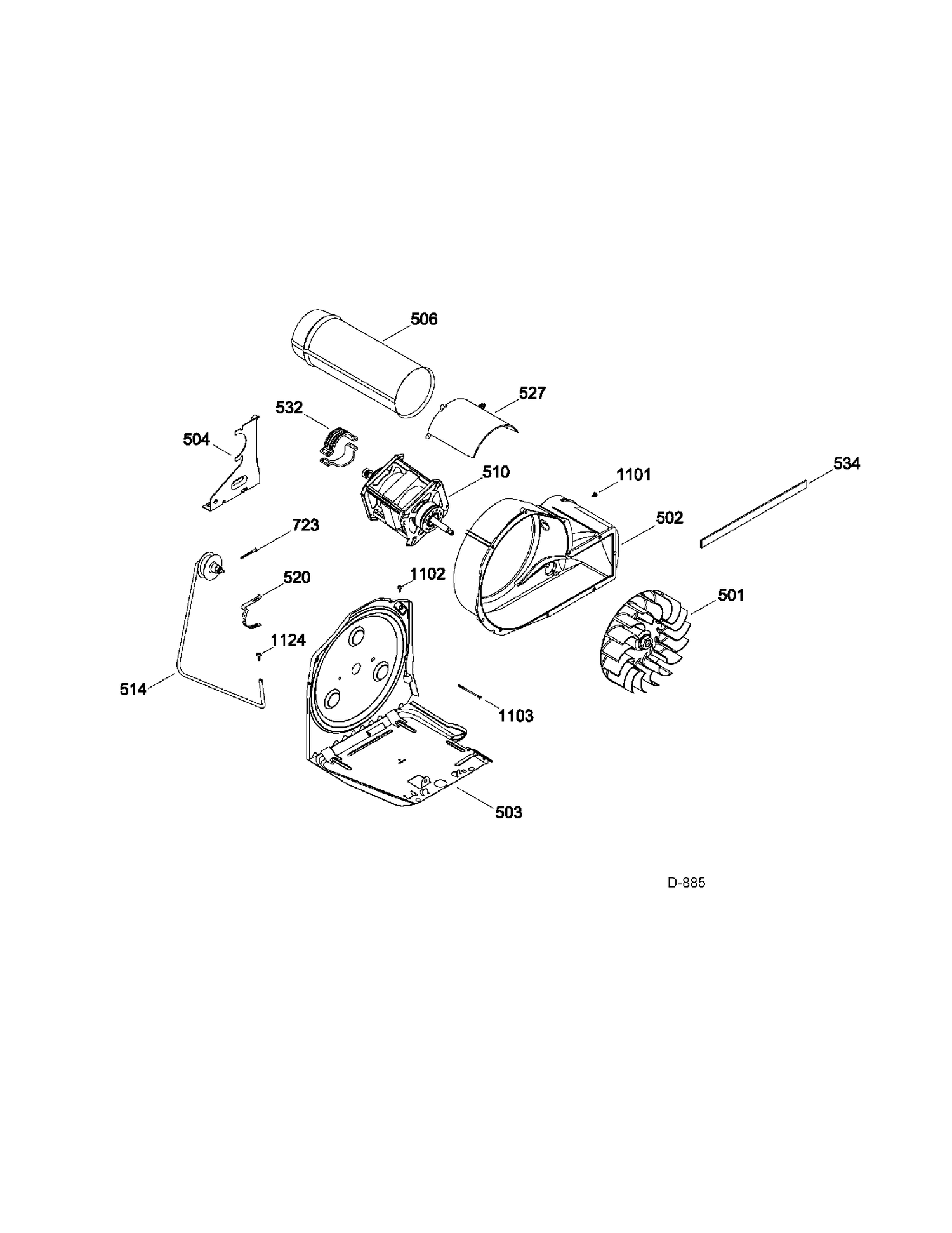 BLOWER & DRIVE Diagram and Parts List for GFMS355EL1MS  General Electric Dryer