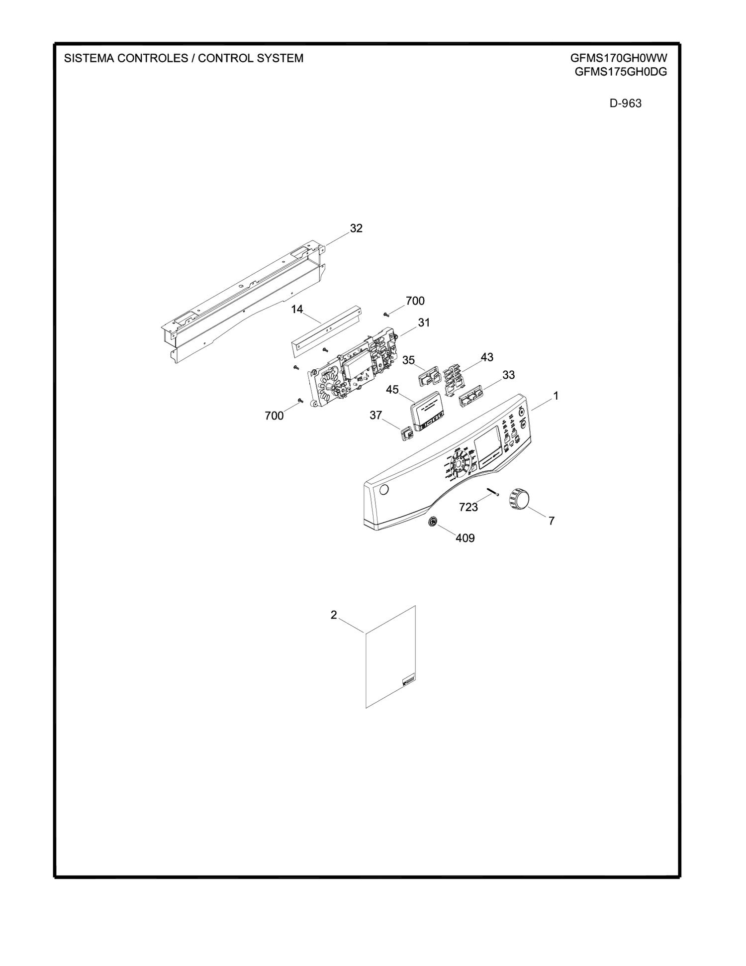 CONTROL SYSTEM Diagram and Parts List for GFMS170GH0WW  General Electric Dryer