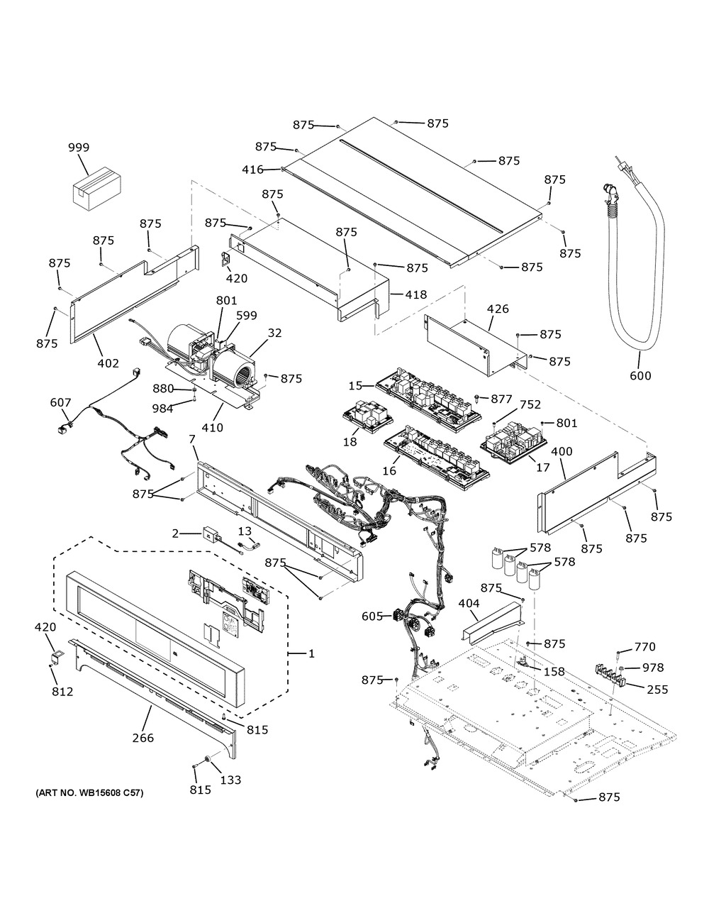 Control Panel Diagram and Parts List for ZTDX1DSSN3SS  General Electric Wall Oven