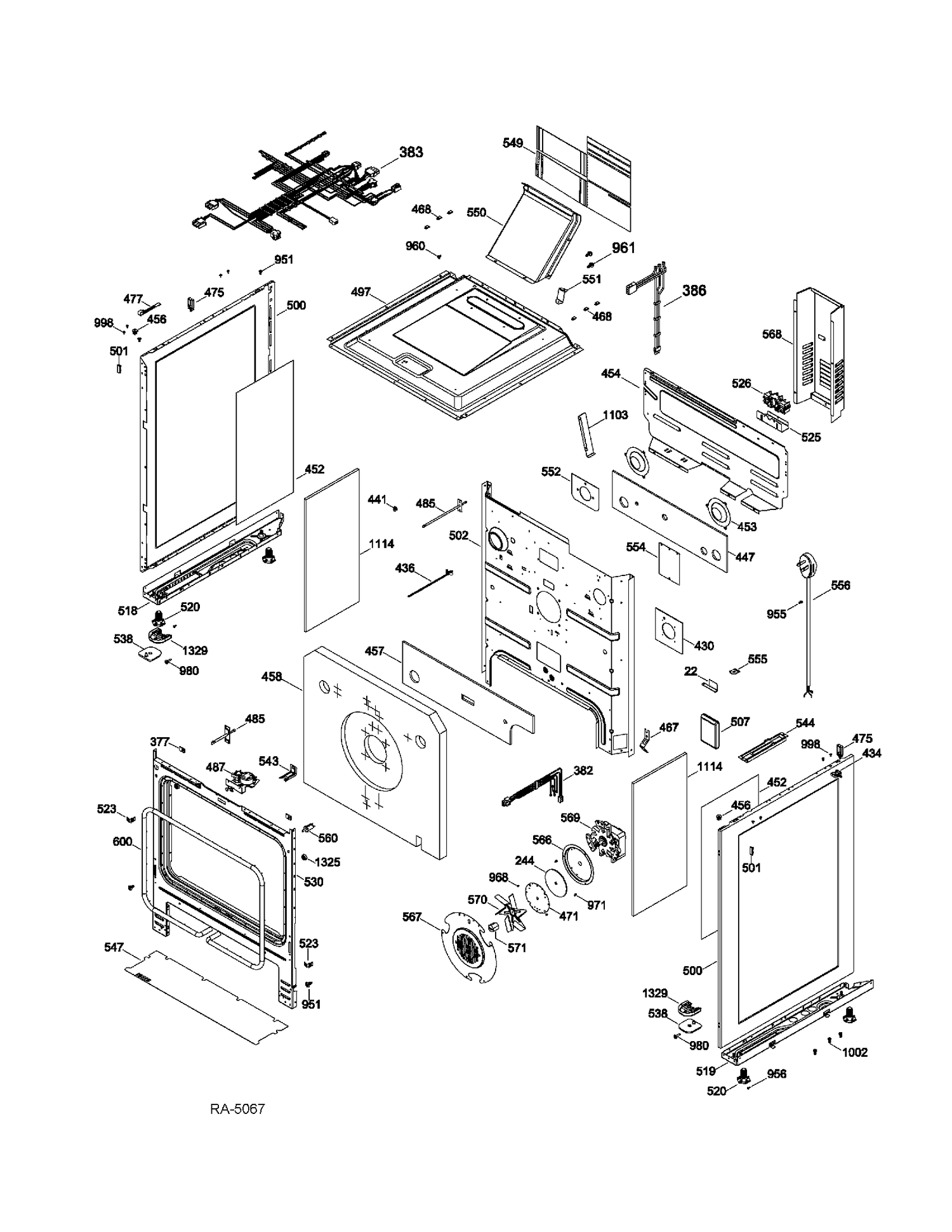 BODY PARTS Diagram and Parts List for CC2S985SET2SS  General Electric Range