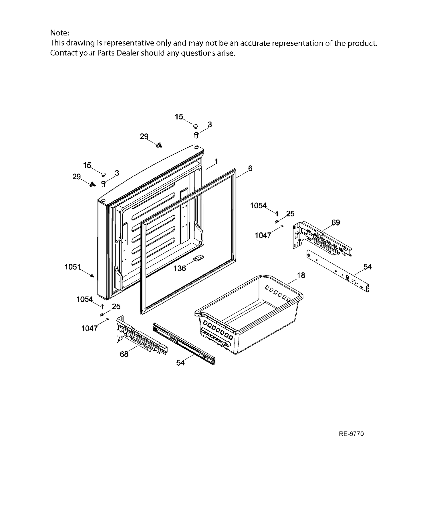 FZ DOOR Diagram and Parts List for GDE21DGKAKWW  General Electric Refrigerator