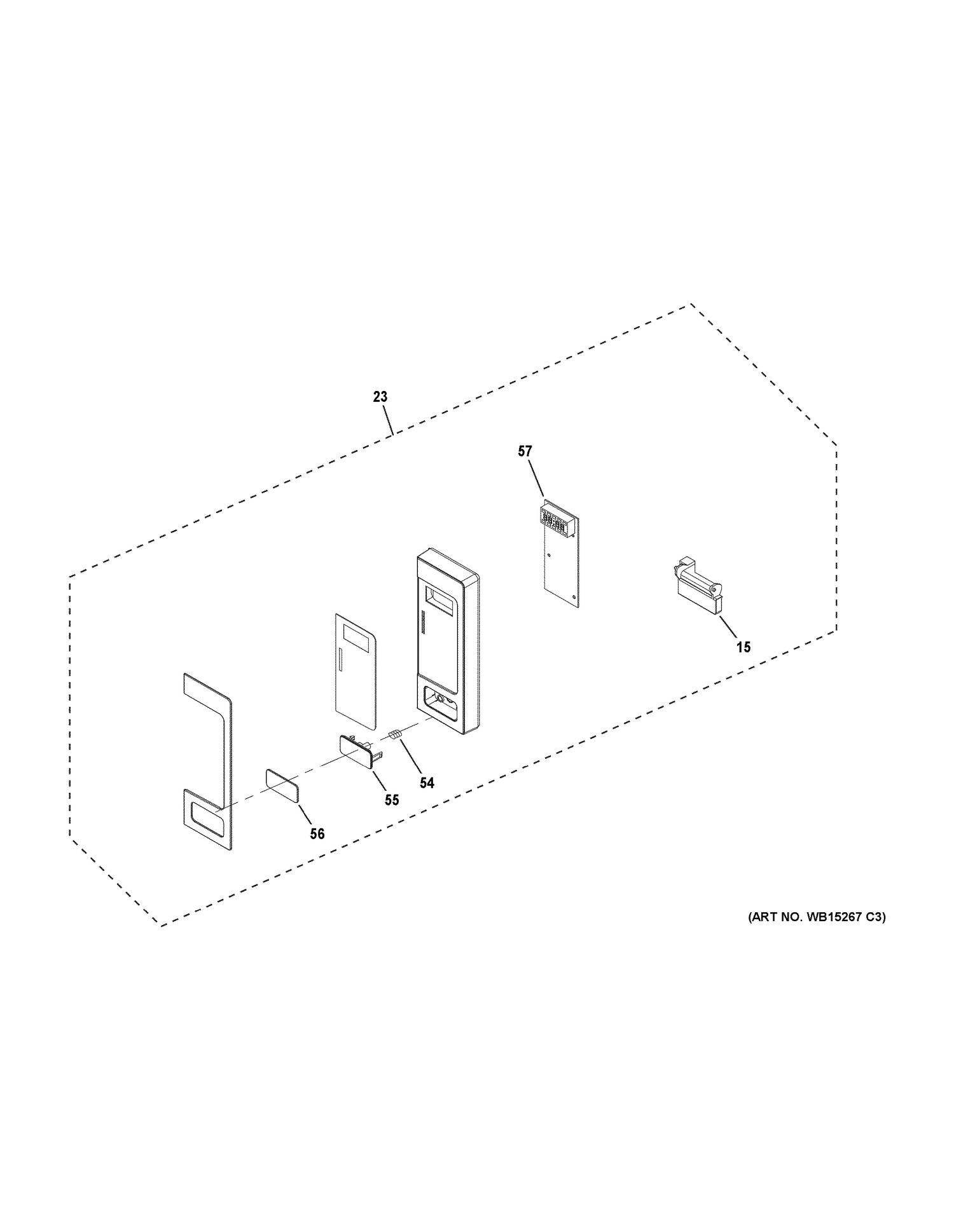 CONTROL PARTS Diagram and Parts List for PEB9159SJ2SS  General Electric Microwave