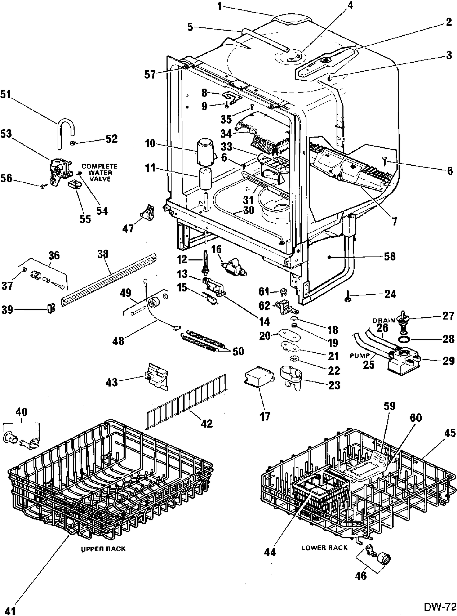 CABINET Diagram and Parts List for GDB2210LC128  General Electric Dishwasher