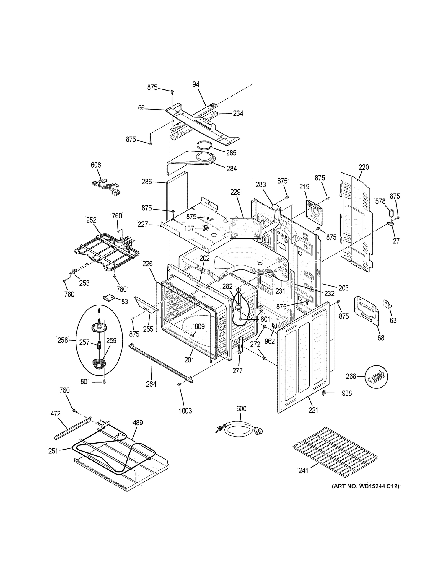 BODY PARTS Diagram and Parts List for PCHB920SJ4SS  General Electric Range
