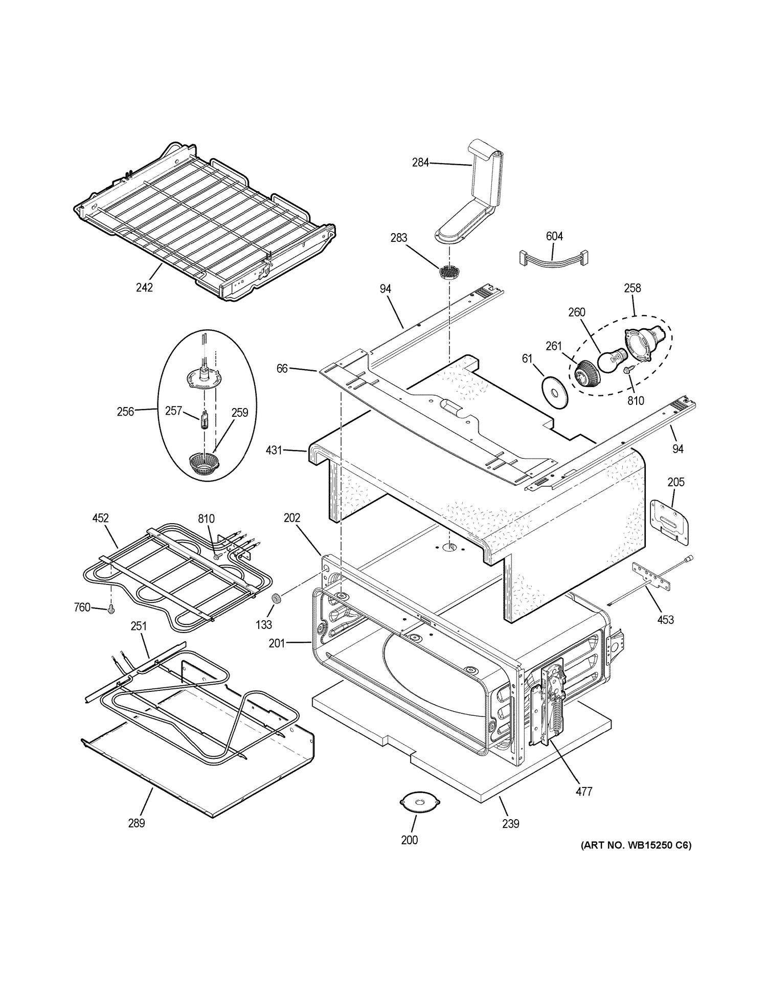 UPPER OVEN Diagram and Parts List for PB980SJ3SS  General Electric Range