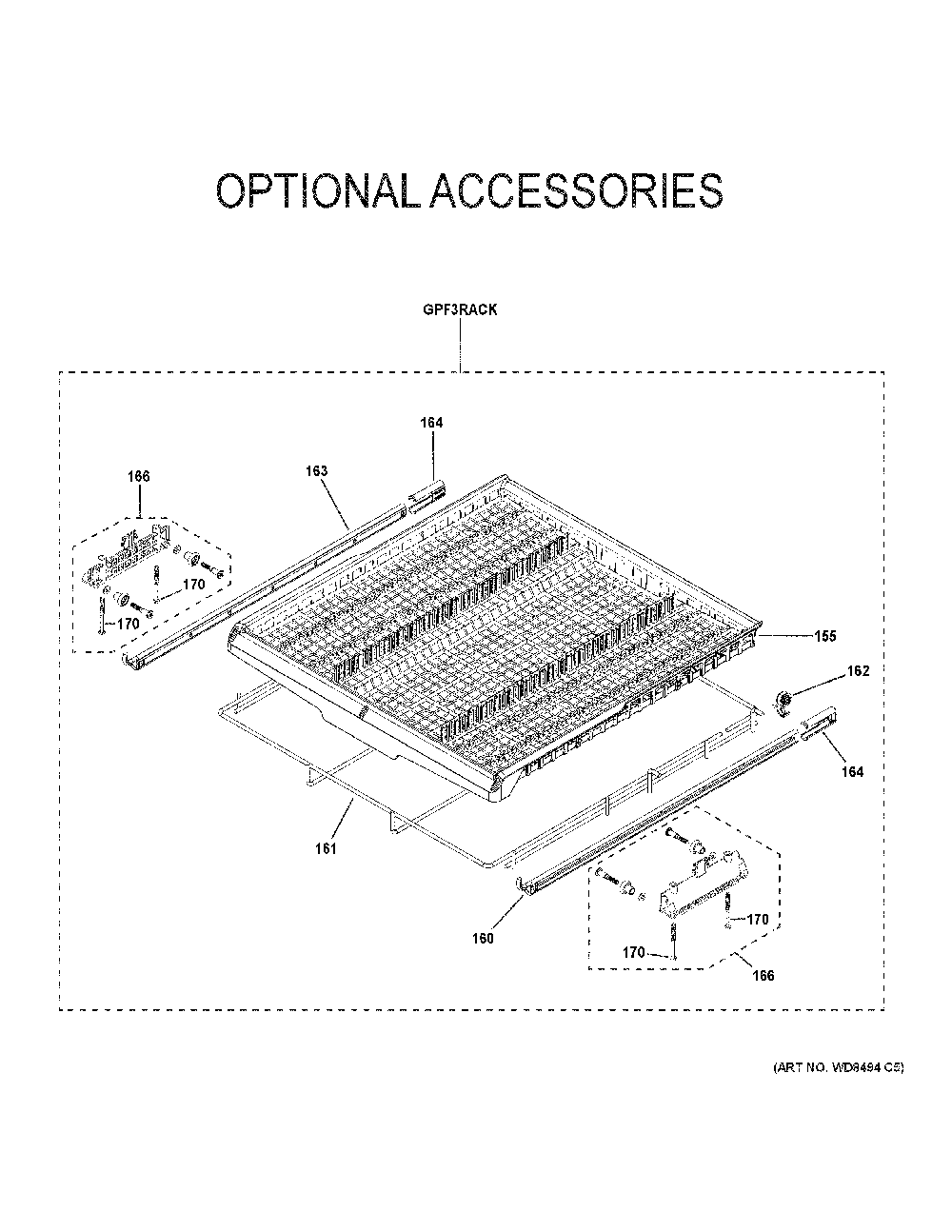 Optional Accessories Diagram and Parts List for GDT605PMM6ES  General Electric Dishwasher