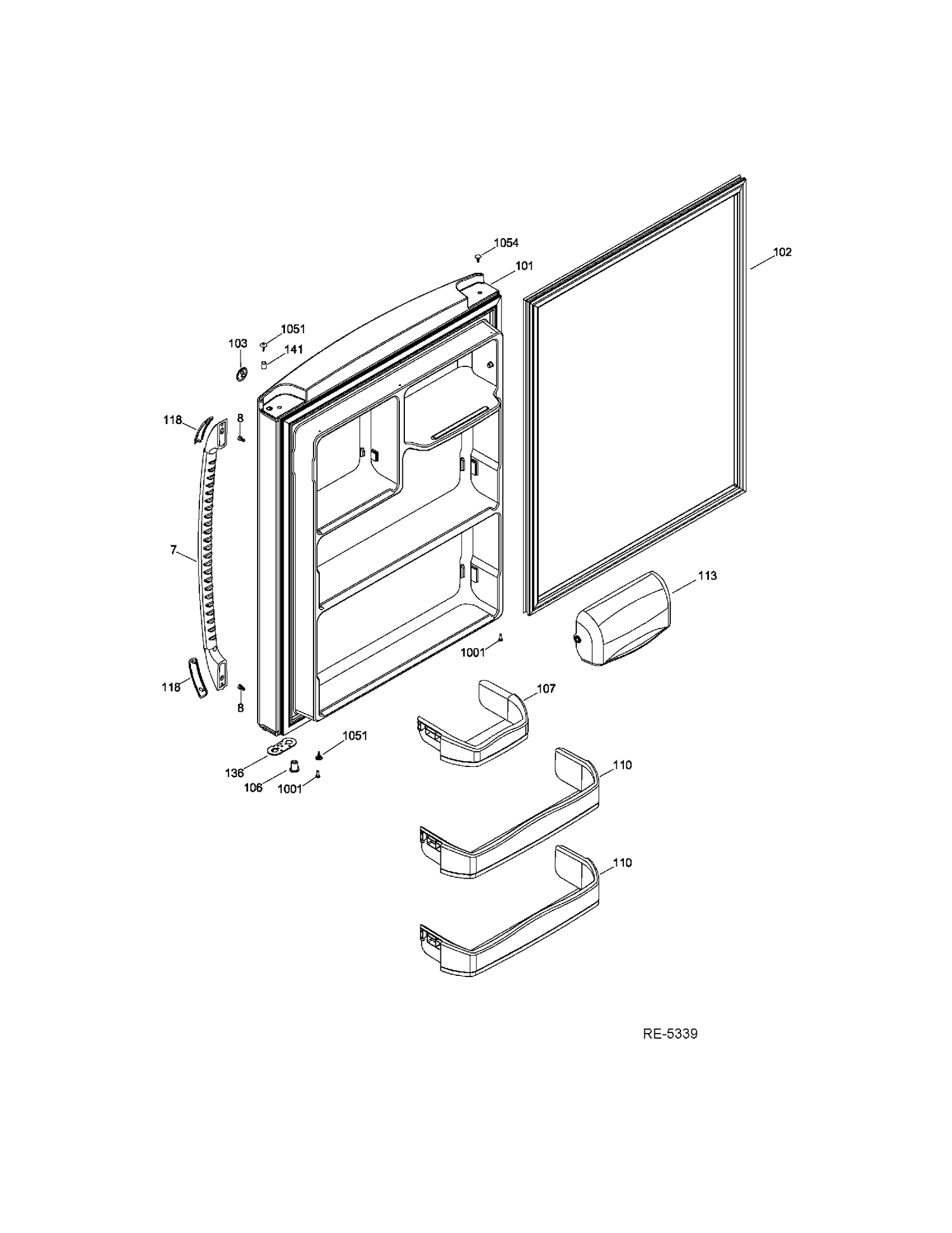 FF DOOR Diagram and Parts List for GBRS0GAXFRBS  General Electric Refrigerator