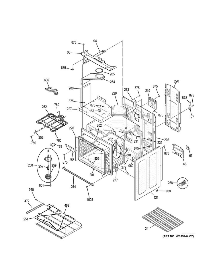 Body Parts Diagram and Parts List for PHB920EJ2ES  General Electric Range