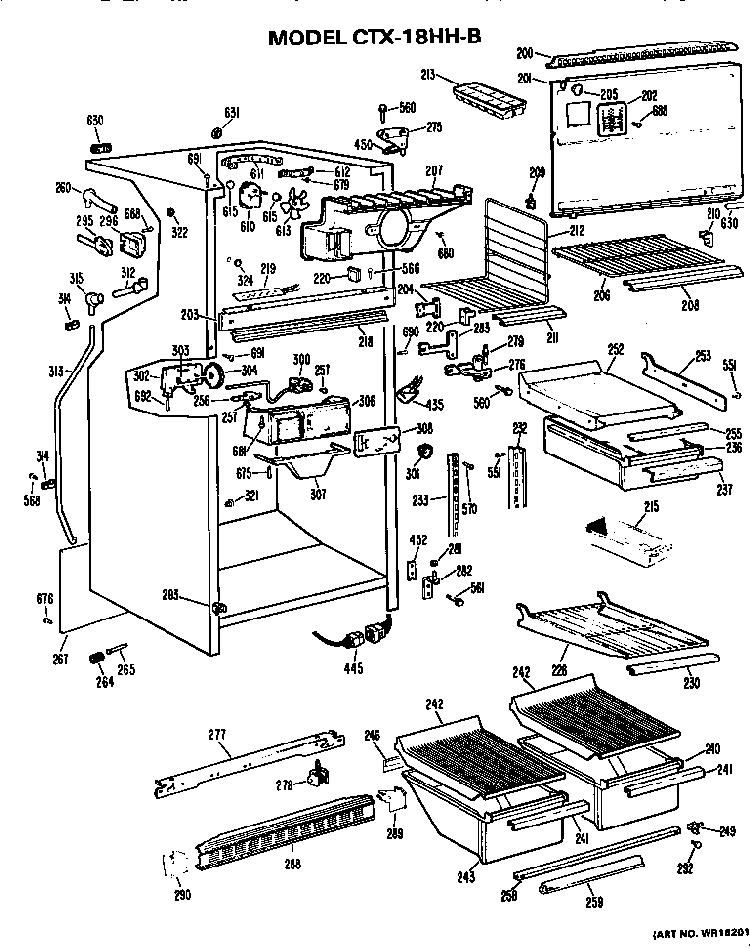 Cabinet Parts Diagram and Parts List for CTX18HHB  Hotpoint Refrigerator