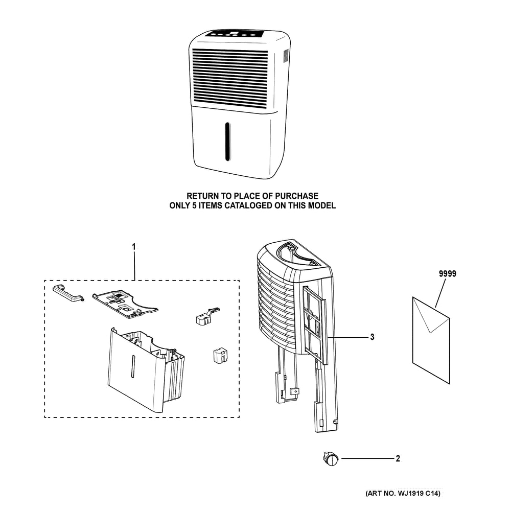 Dehumidifier Diagram and Parts List for AWHL50LDW1  General Electric Dehumidifier