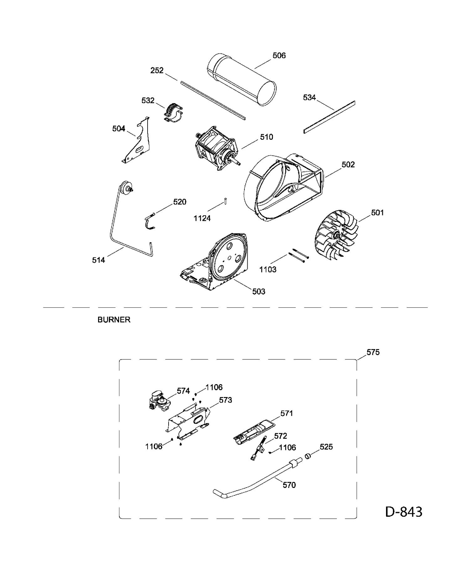 BLOWER & DRIVE Diagram and Parts List for GFMN110GD0WW  General Electric Dryer