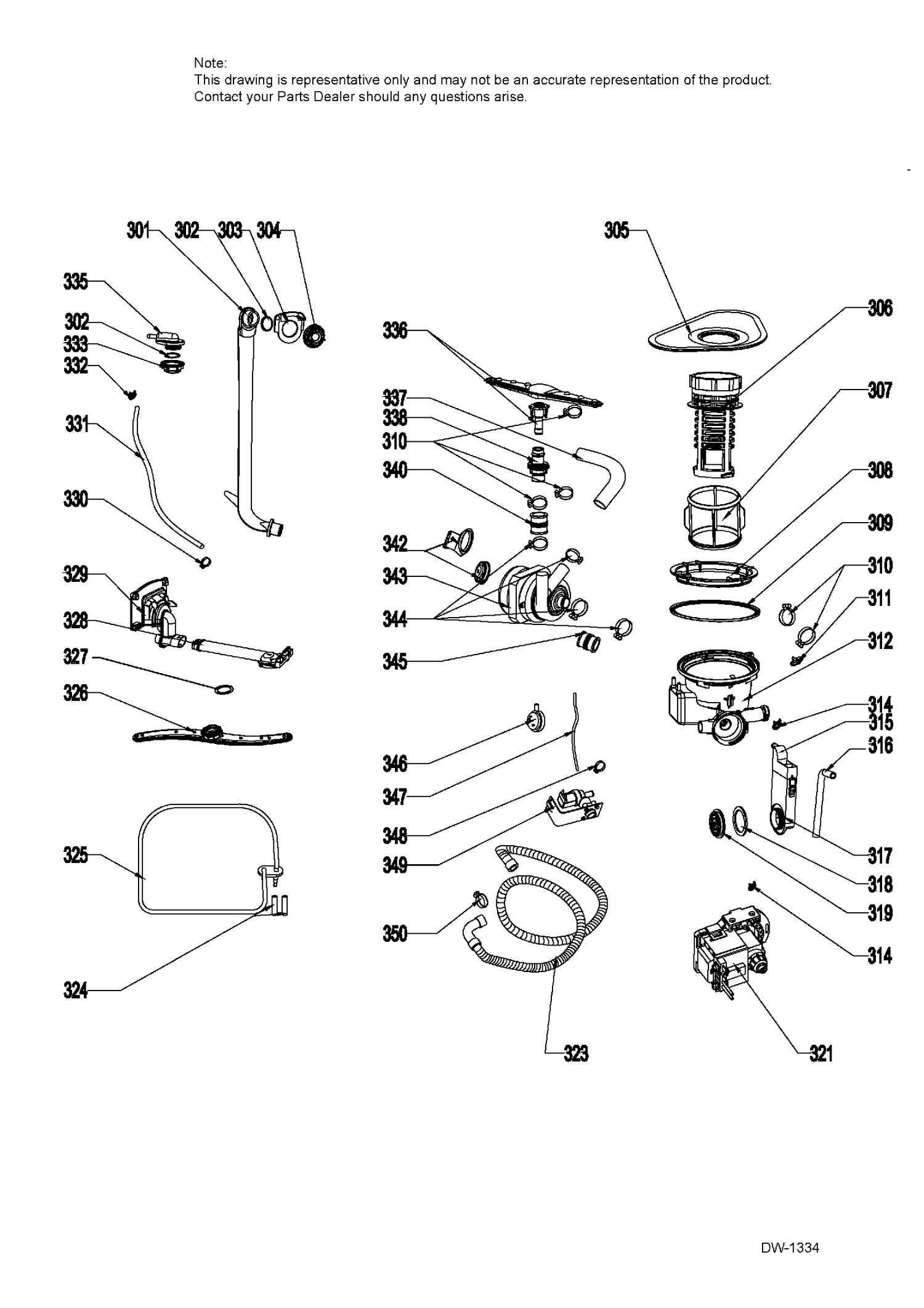 SUMP & MOTOR MECHANISM Diagram and Parts List for MDF400SGF1WW  General Electric Dishwasher