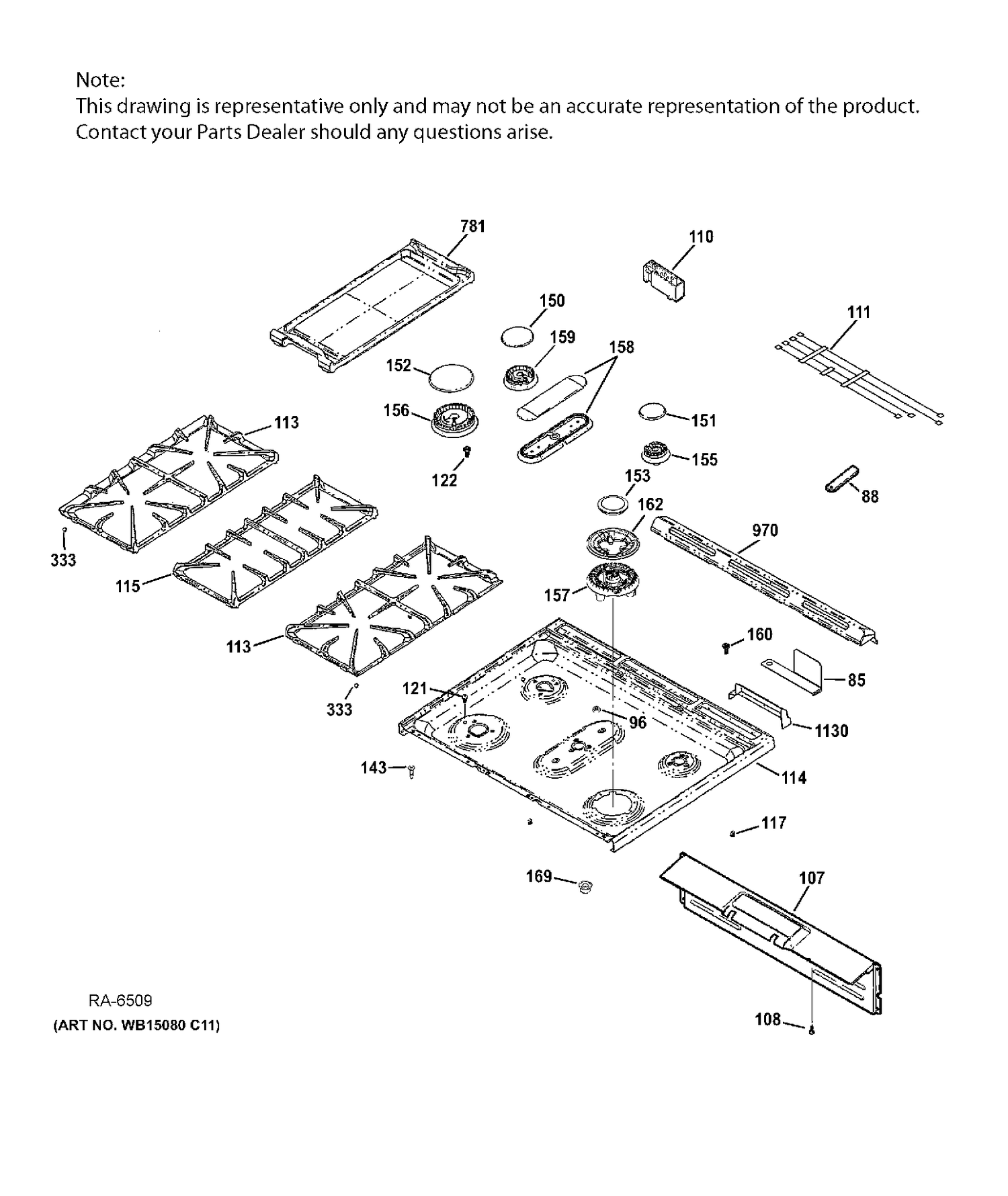 CONTROL PANEL & COOKTOP Diagram and Parts List for CC2S985SET8SS  General Electric Range