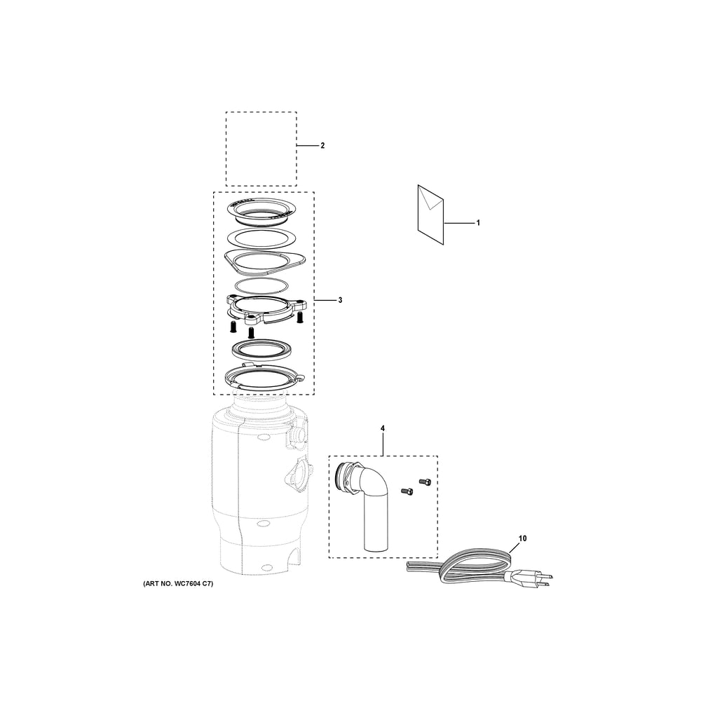 Disposer Diagram and Parts List for GFC1065W  General Electric Trash Compactor