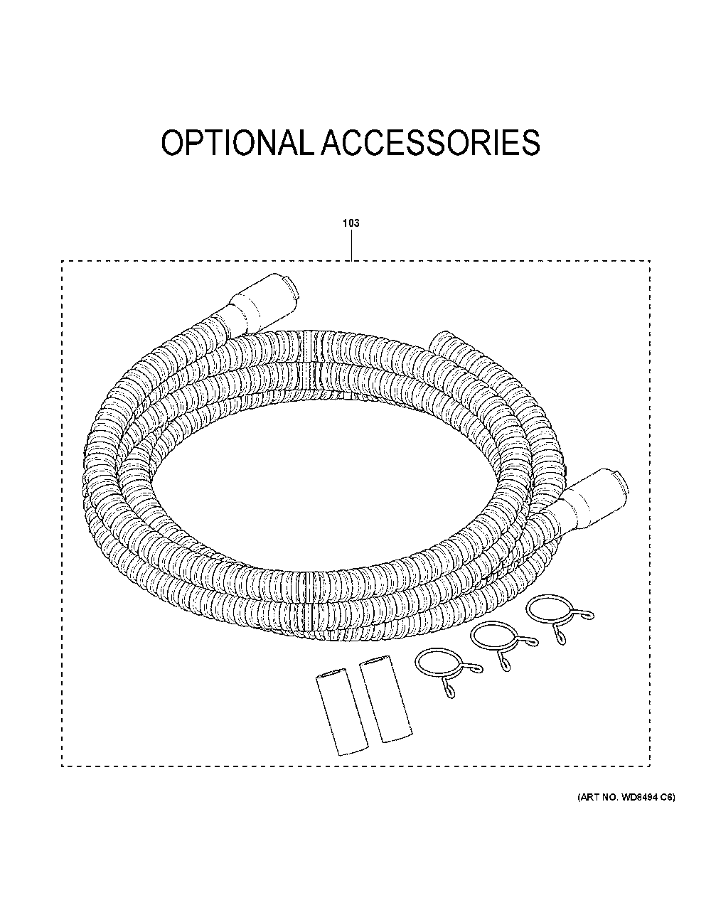 Optional Accessories Diagram and Parts List for CDD420P2T0S1  General Electric Dishwasher