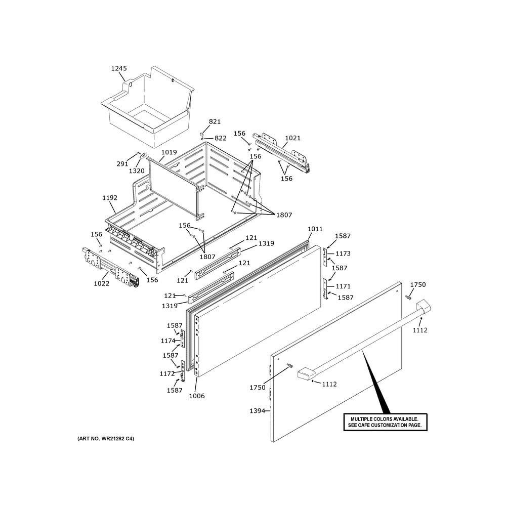 Freezer Drawer 1 Diagram and Parts List for CIC36RP2VDS1  General Electric Refrigerator