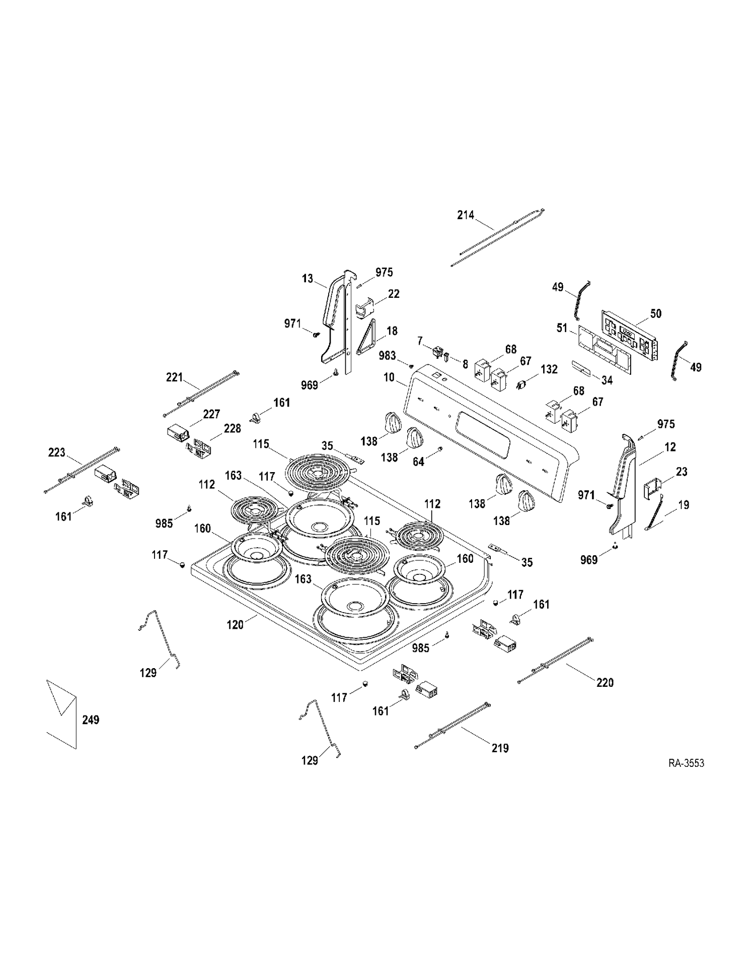 CONTROLS -COOKTOP Diagram and Parts List for MCB757DR1WW  General Electric Range