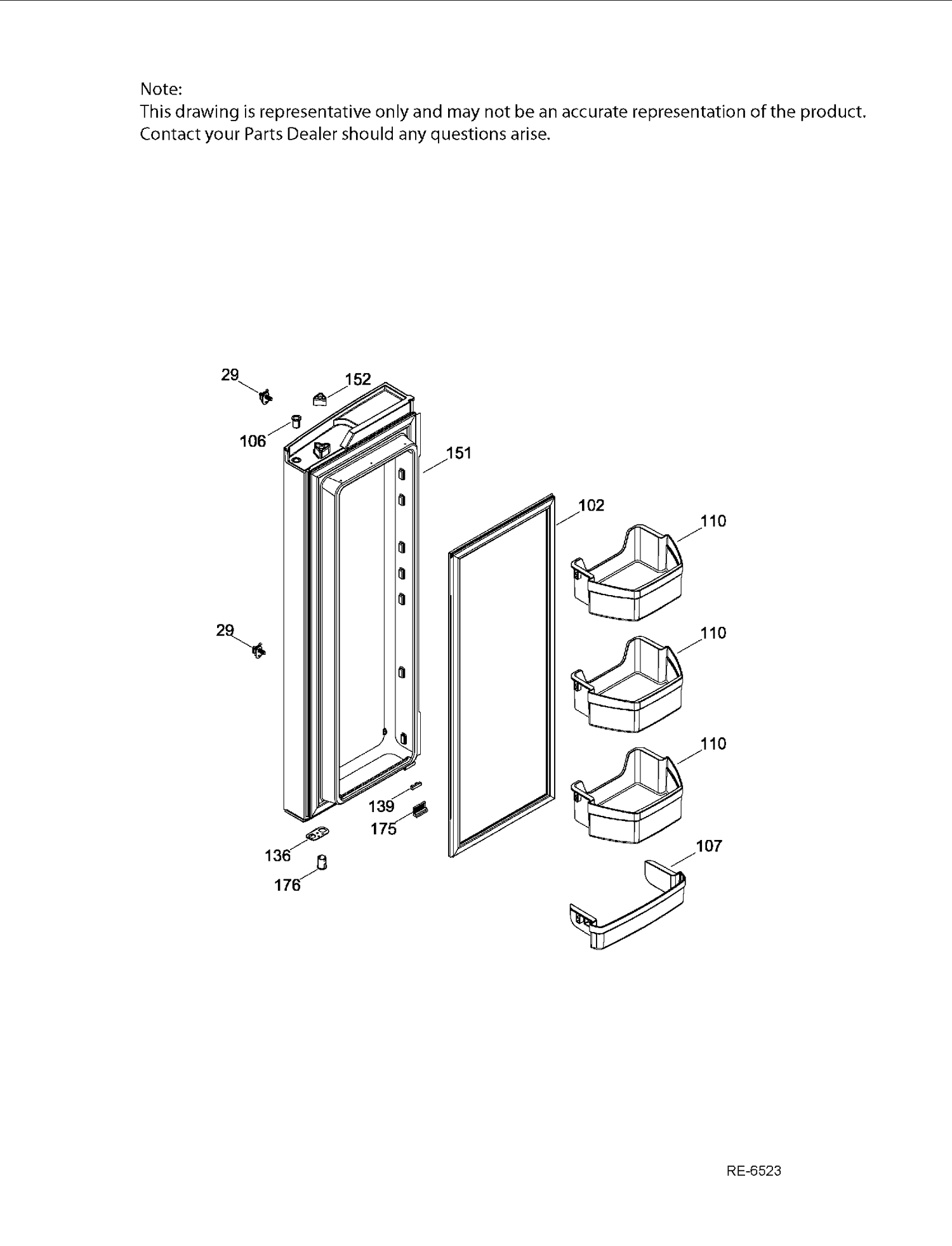 FF DOOR RH Diagram and Parts List for PNE21KSKAKSS  General Electric Refrigerator