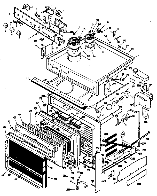 Body Section Diagram and Parts List for JMC27G0J3  General Electric Range