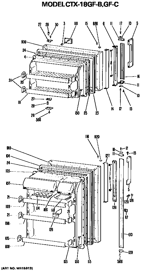 Doors Diagram and Parts List for CTX18GFC  Hotpoint Refrigerator