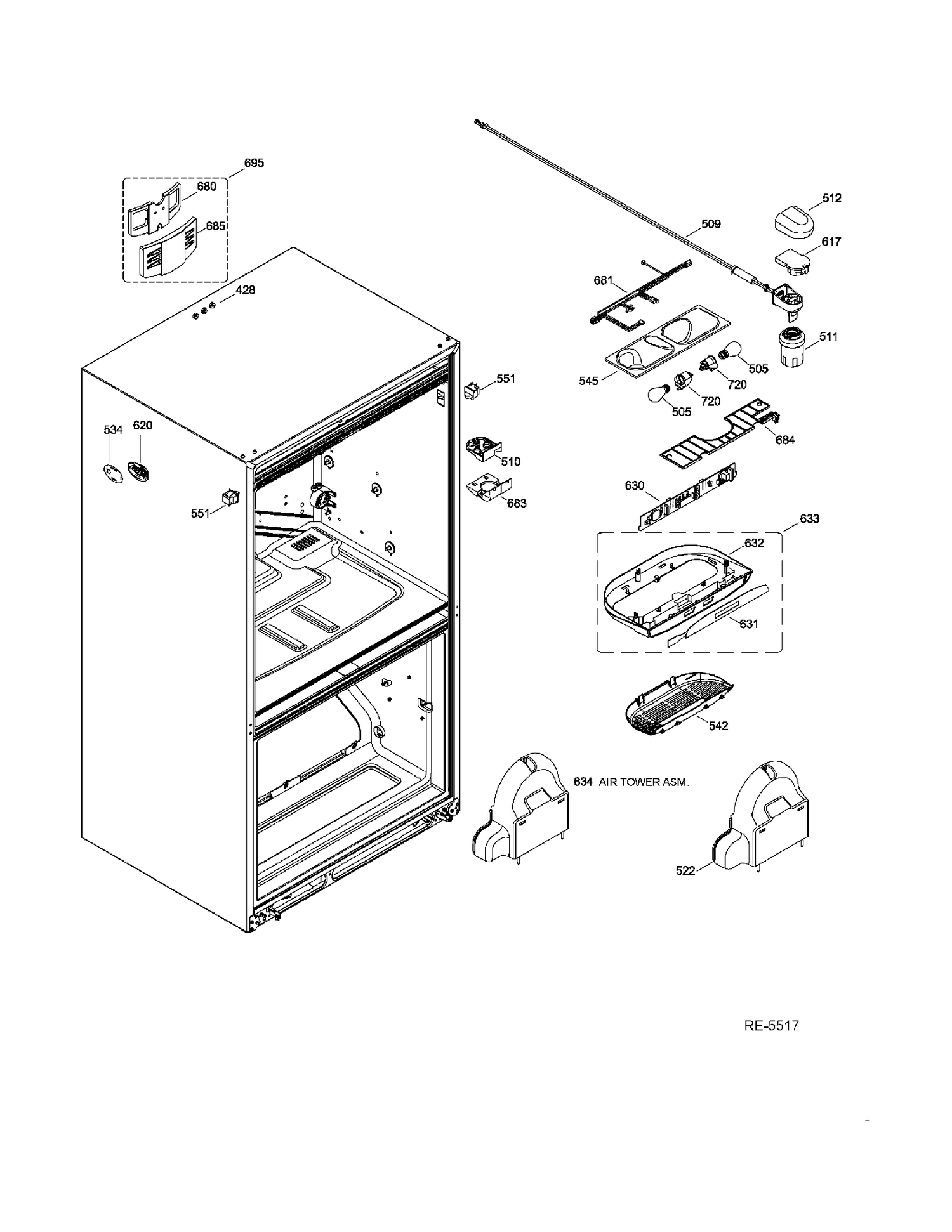 FF FUNCTIONAL PARTS Diagram and Parts List for GFMS5HFFASS  General Electric Refrigerator