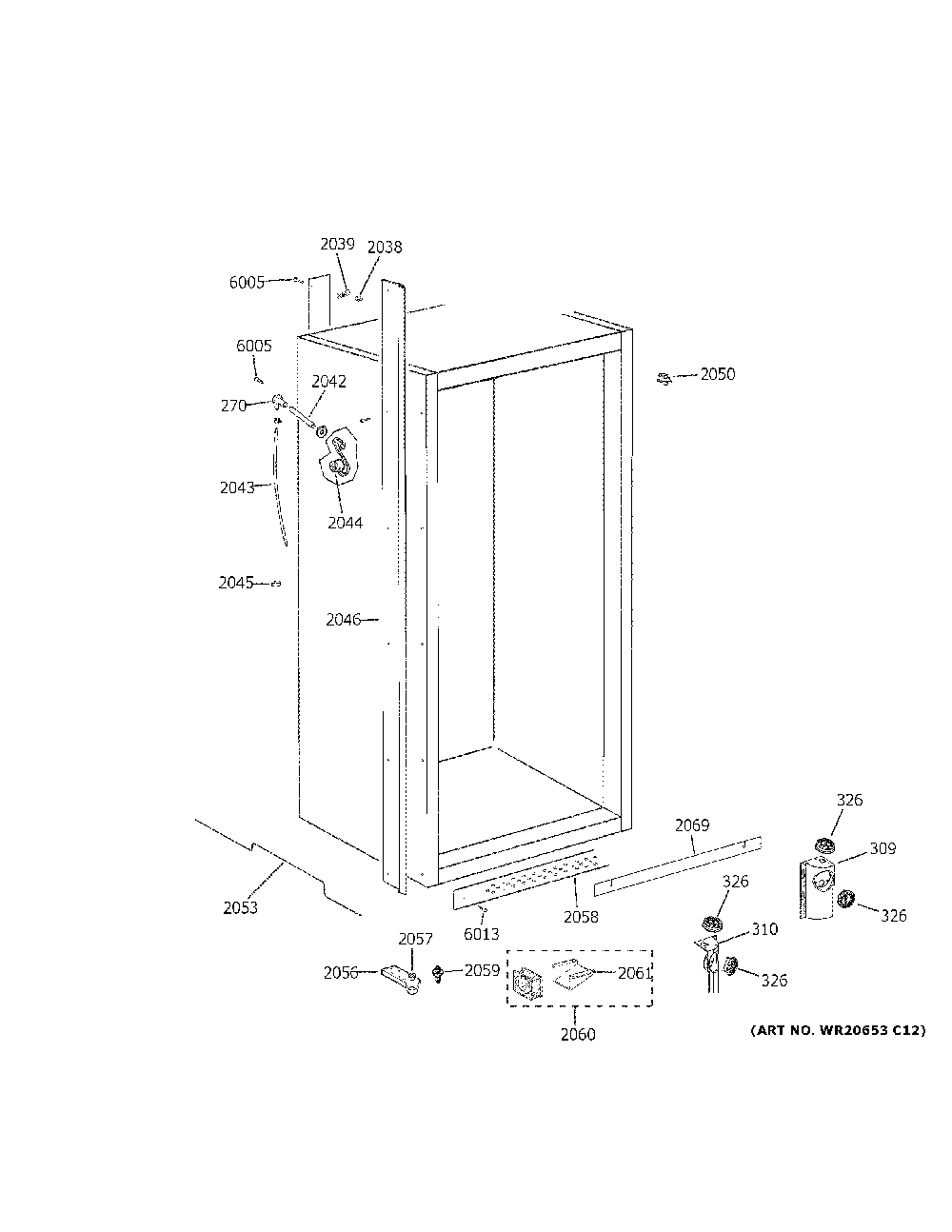 Cabinet Diagram and Parts List for ZIFS360NPBRH  General Electric Freezer