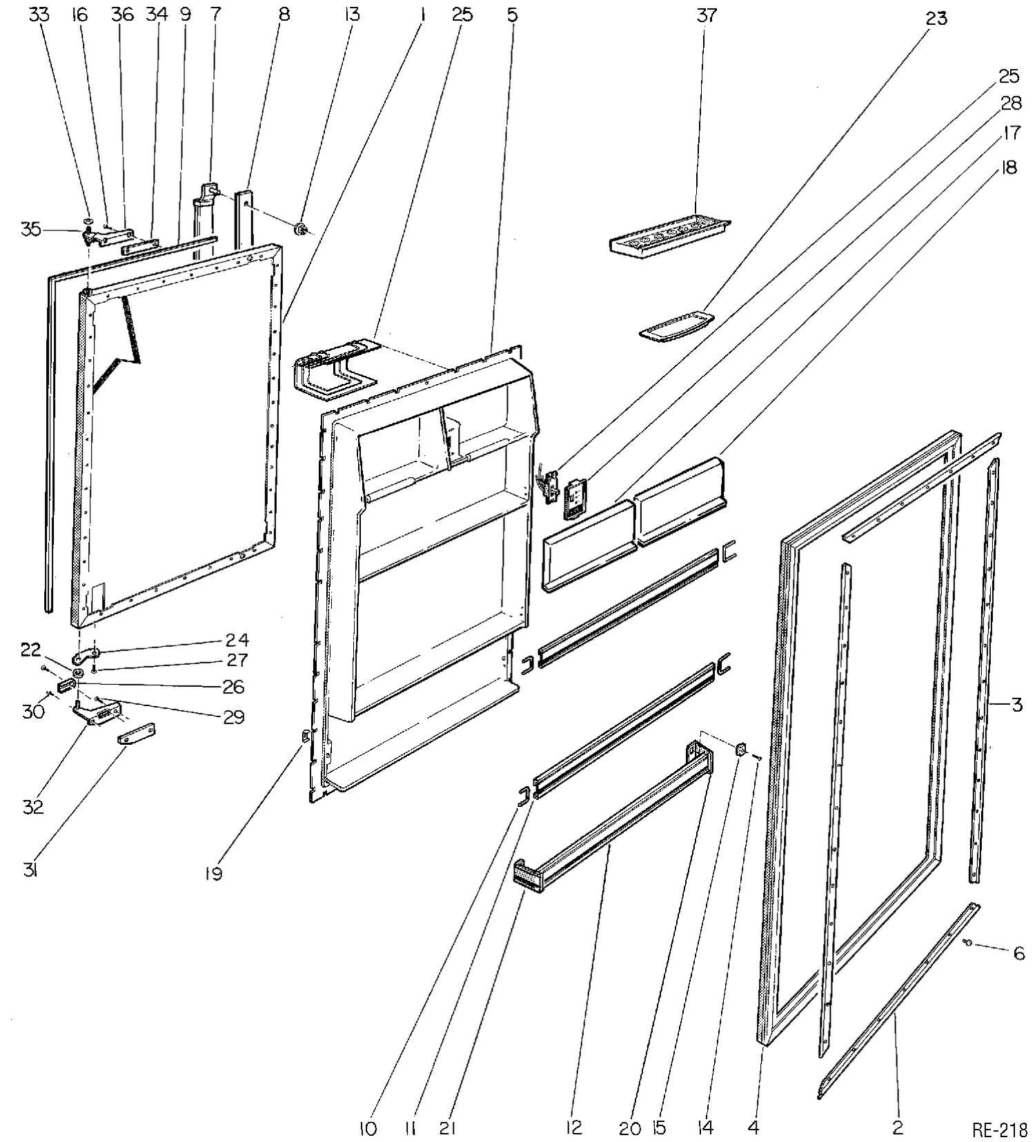REFRIGERATOR DOOR Diagram and Parts List for 34710-7  General Electric Refrigerator
