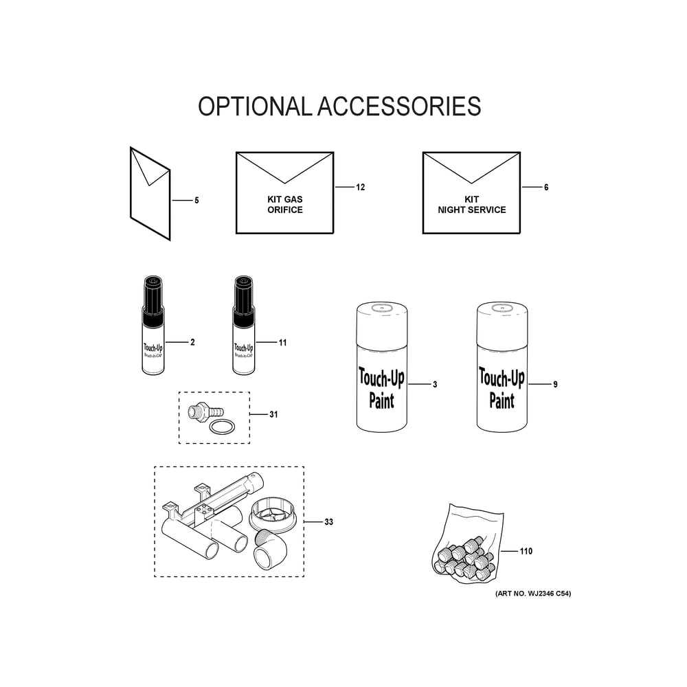 Optional Accessories Diagram and Parts List for NF97D070V4B01  General Electric Furnace