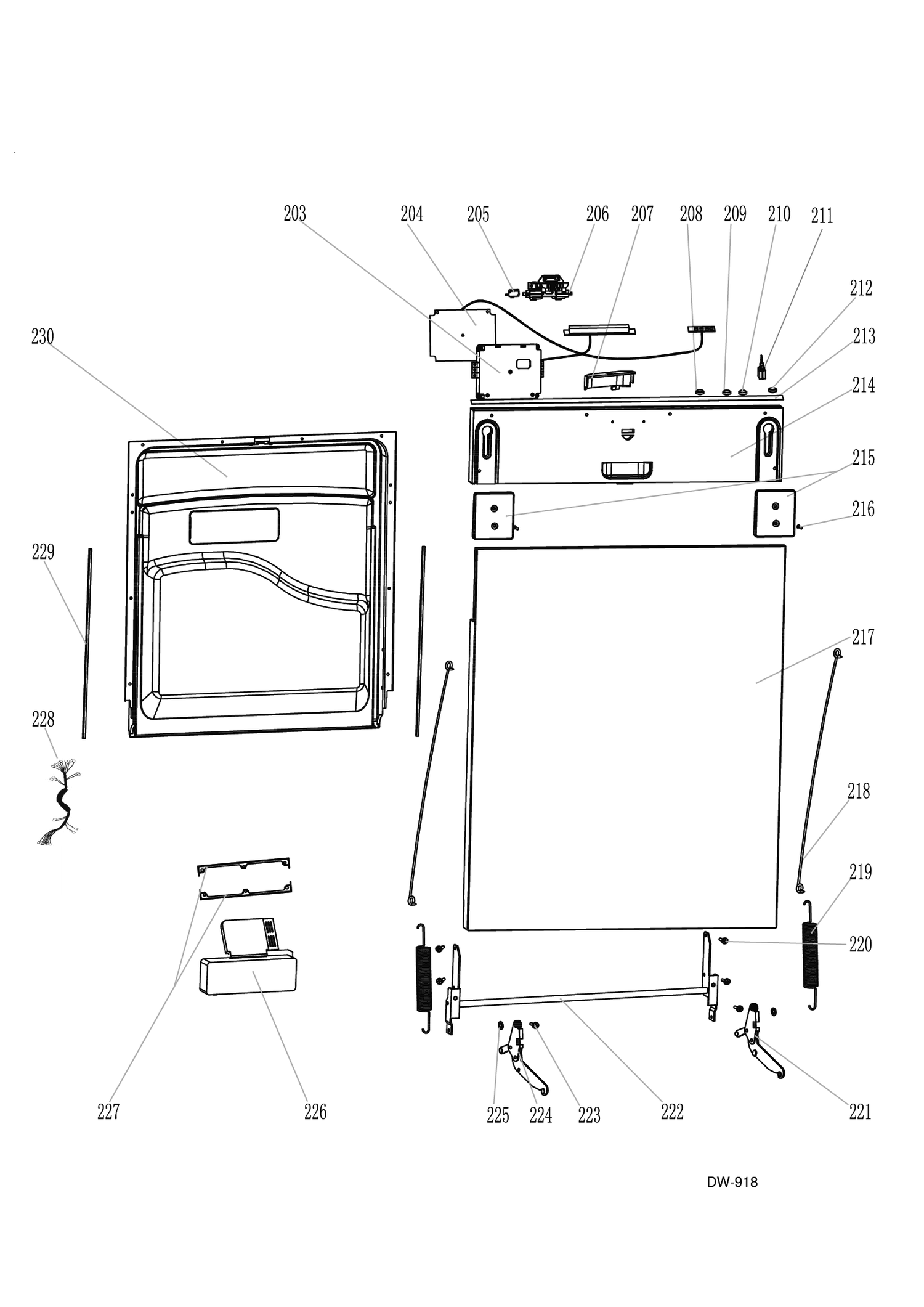 ESCUTCHEON & DOOR ASM Diagram and Parts List for GDT410SIF0II  General Electric Dishwasher